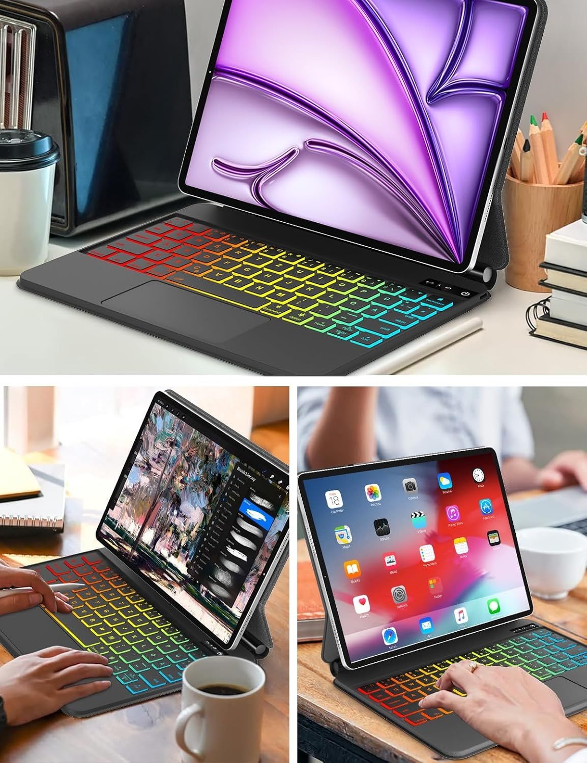 Etui FOGARI z klawiaturą do Air 11, magnetyczna podstawka, gładzik, czarna
