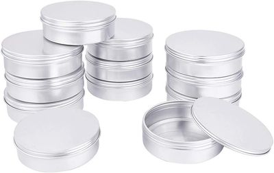 PandaHall 12 szt. Okrągłe Pojemniki Metalowe z Pokrywkami 150ml