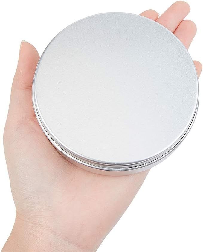 PandaHall 12 szt. Okrągłe Pojemniki Metalowe z Pokrywkami 150ml