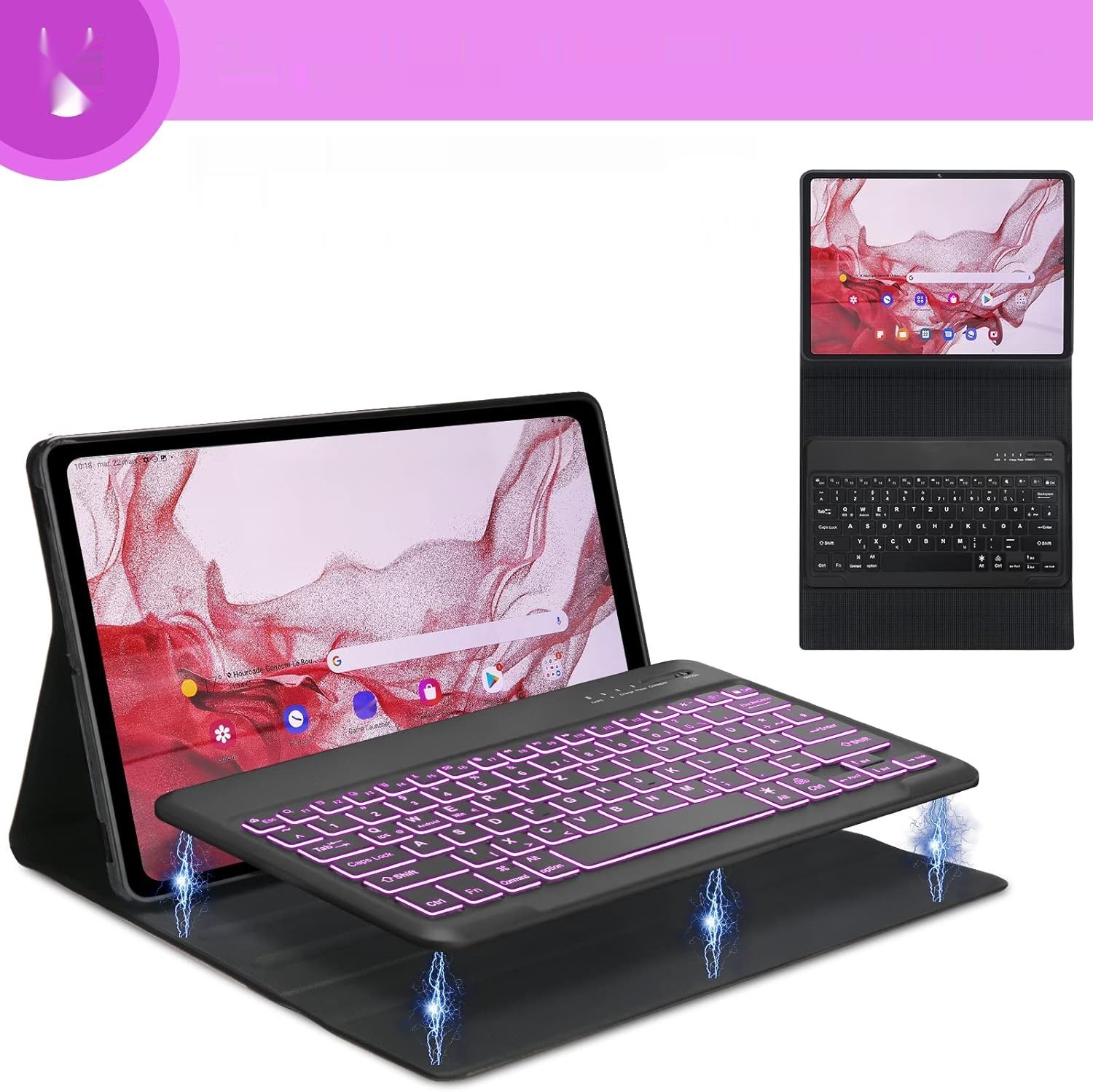 FOGARI Etui z klawiaturą QWERTZ dlaGalaxy Tab S8 Plus/S7 FE/S7 Plus