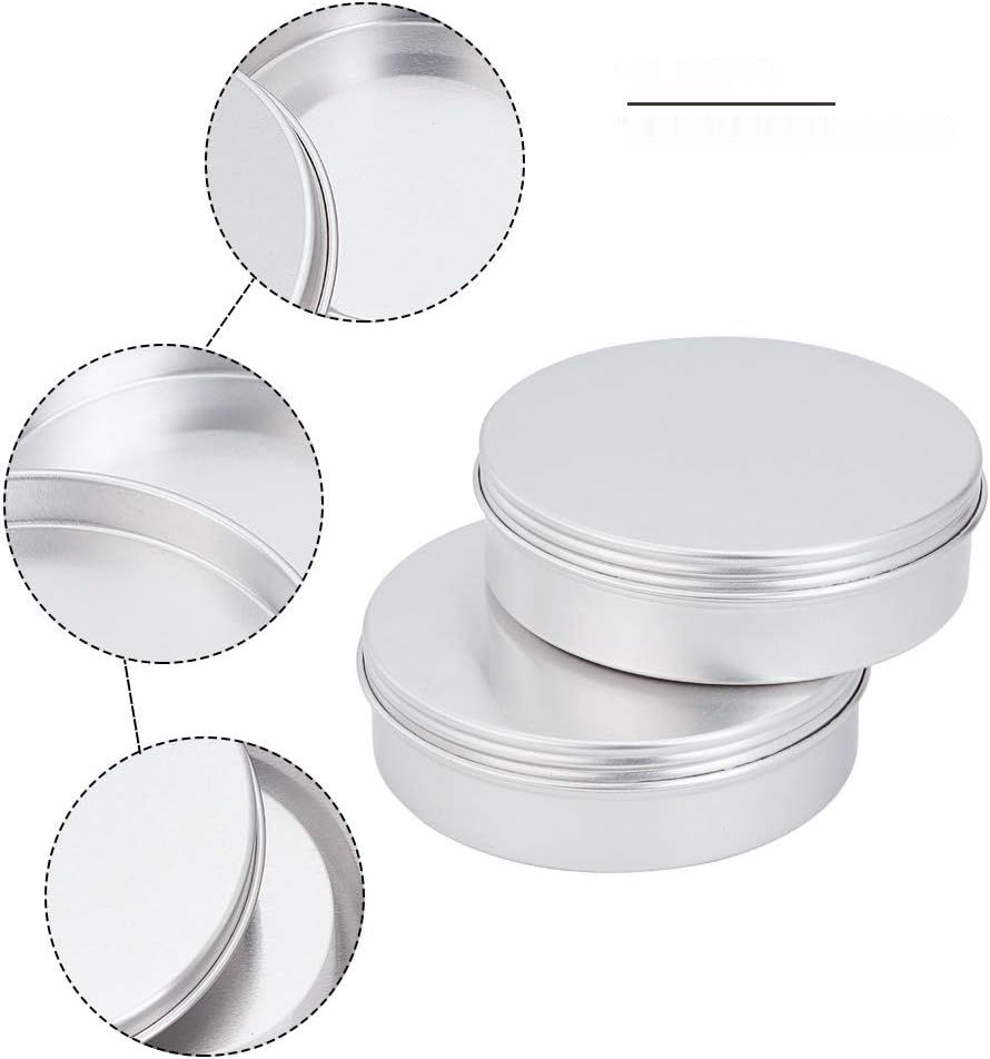 PandaHall 12 szt. Okrągłe Pojemniki Metalowe z Pokrywkami 150ml
