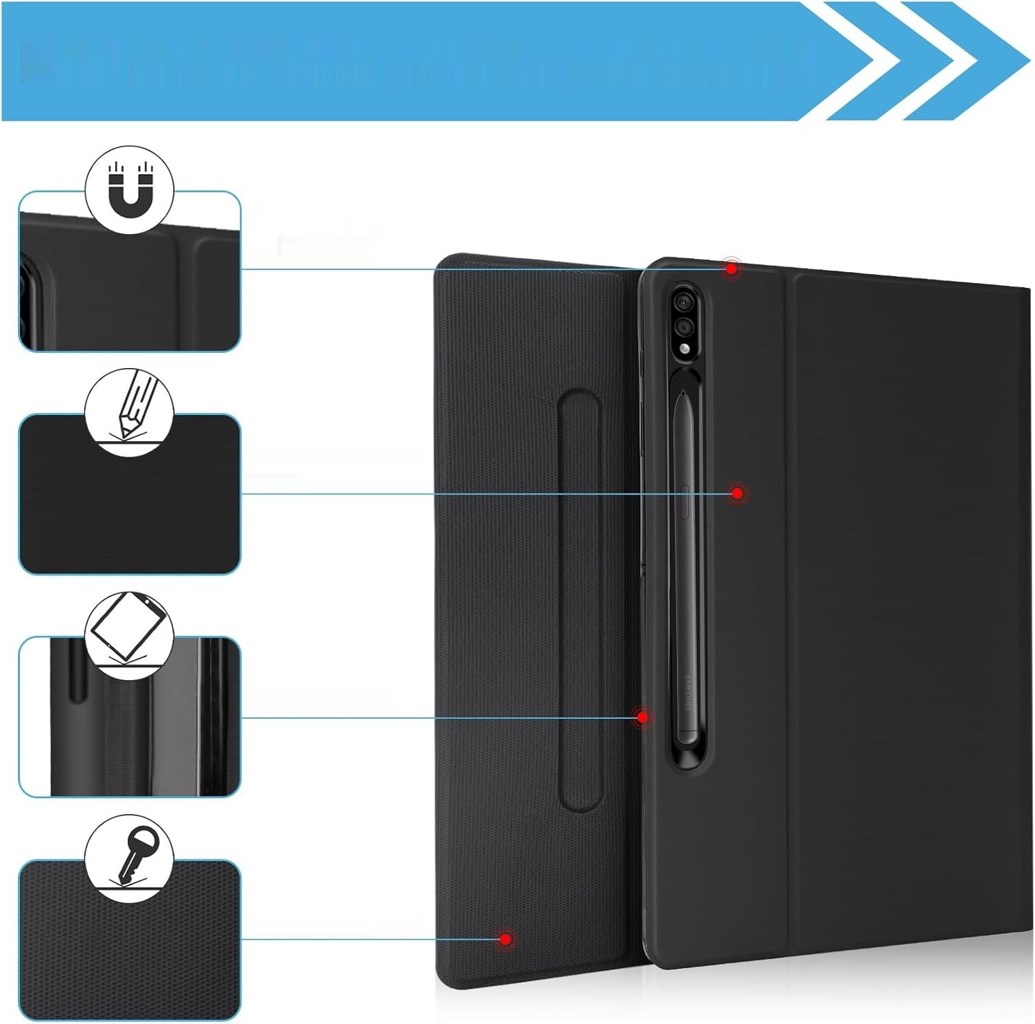 FOGARI Etui Klawiatura dla Galaxy Tab S8 Plus 5G /S7 Plus/ S7 FE