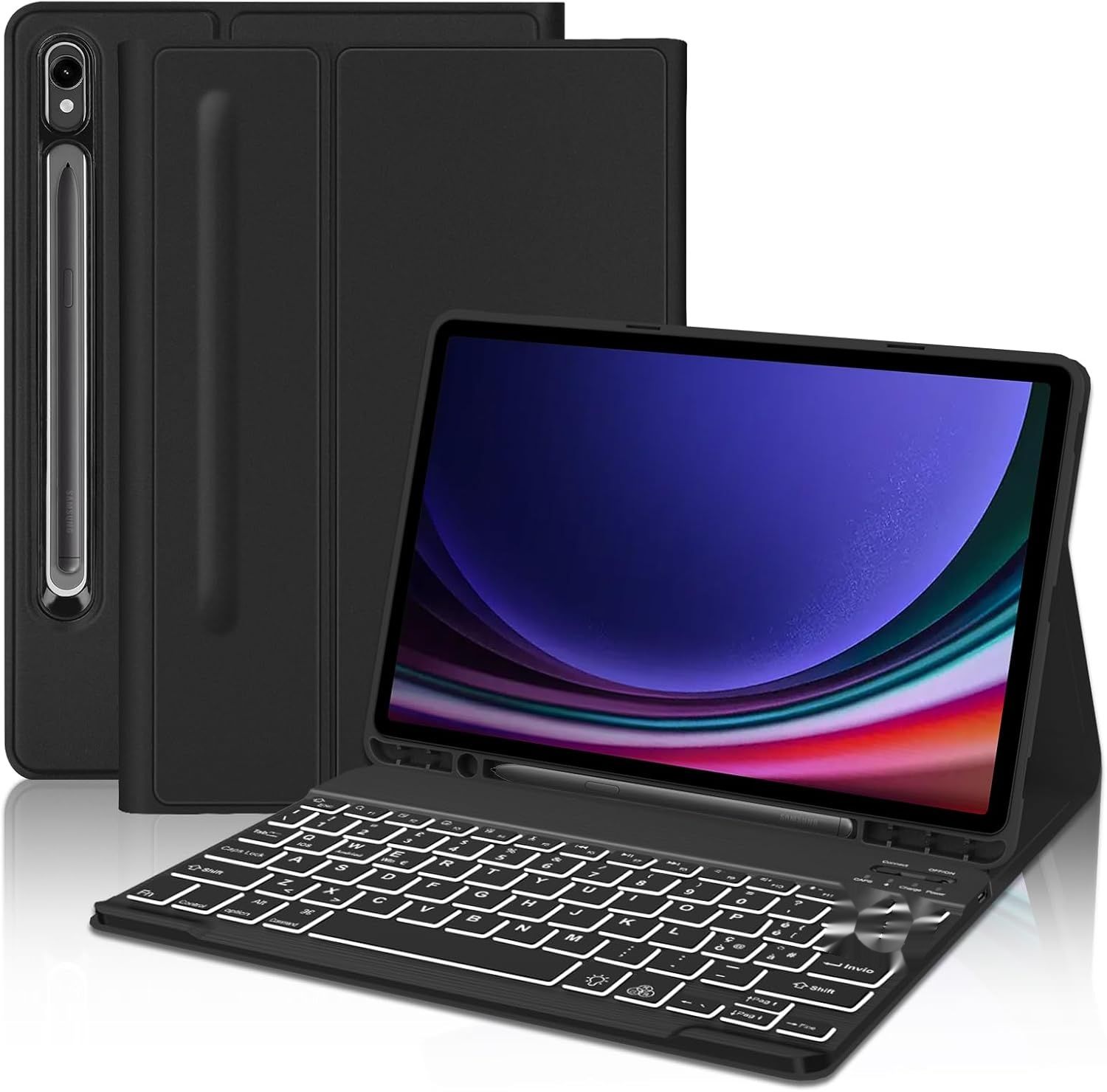 Etui FOGARI z klawiaturą Bluetooth dla Galaxy Tab S9 FE 10.9&quot;, czarne.