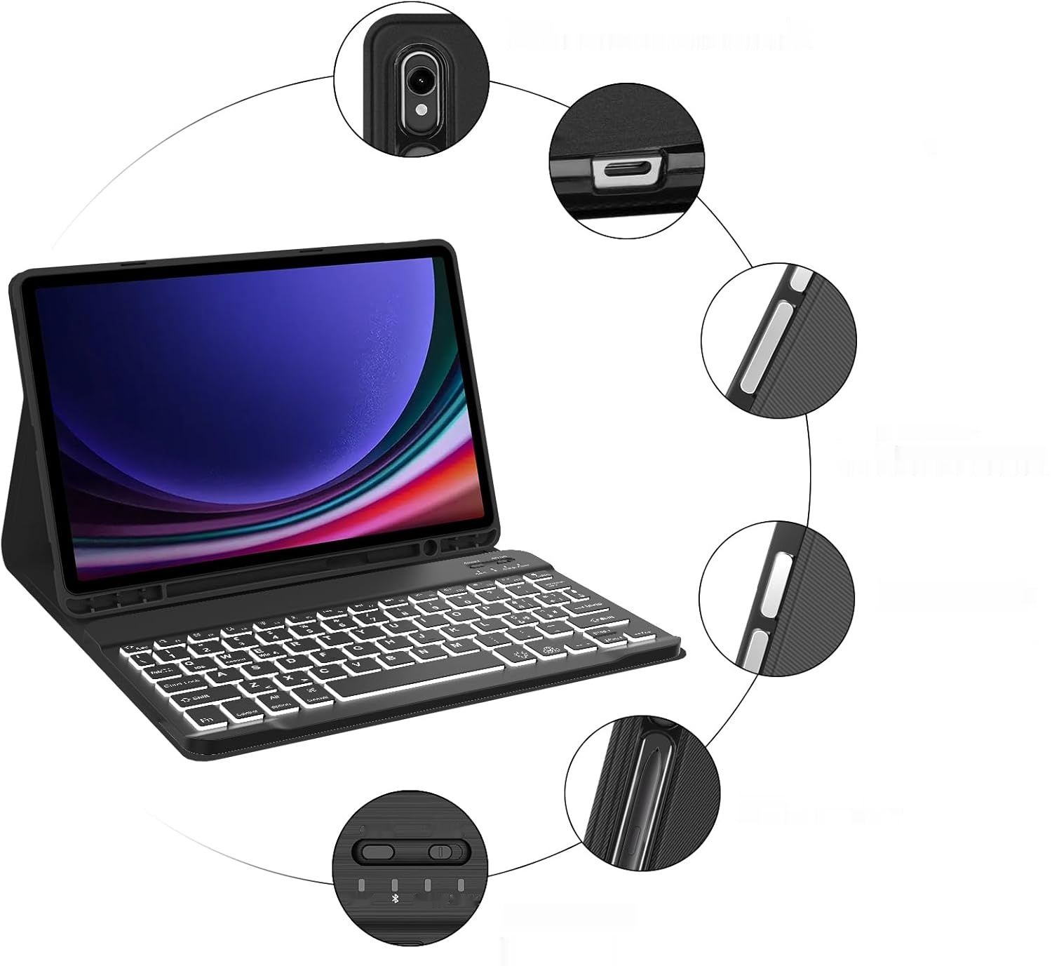 Etui FOGARI z klawiaturą Bluetooth dla Galaxy Tab S9 FE 10.9&quot;, czarne.