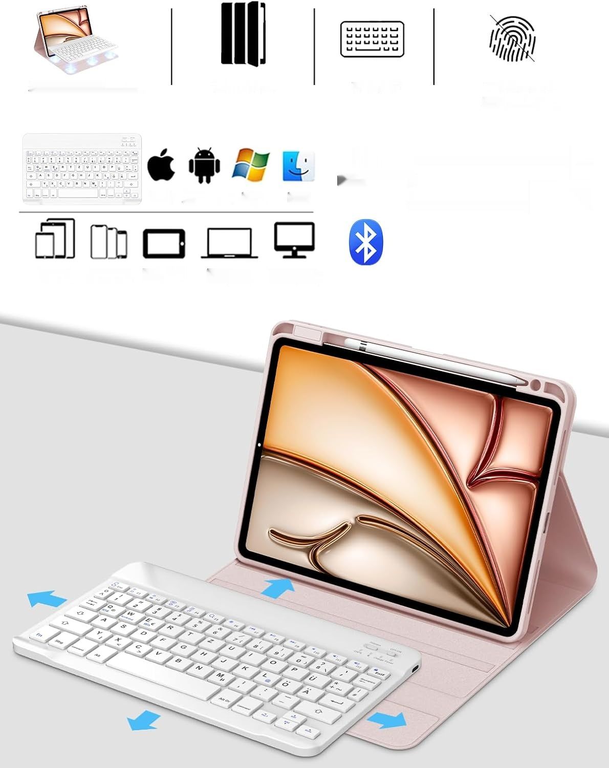 Etui FOGARI z klawiaturą dla Air 11 cali M3/M2, różowy