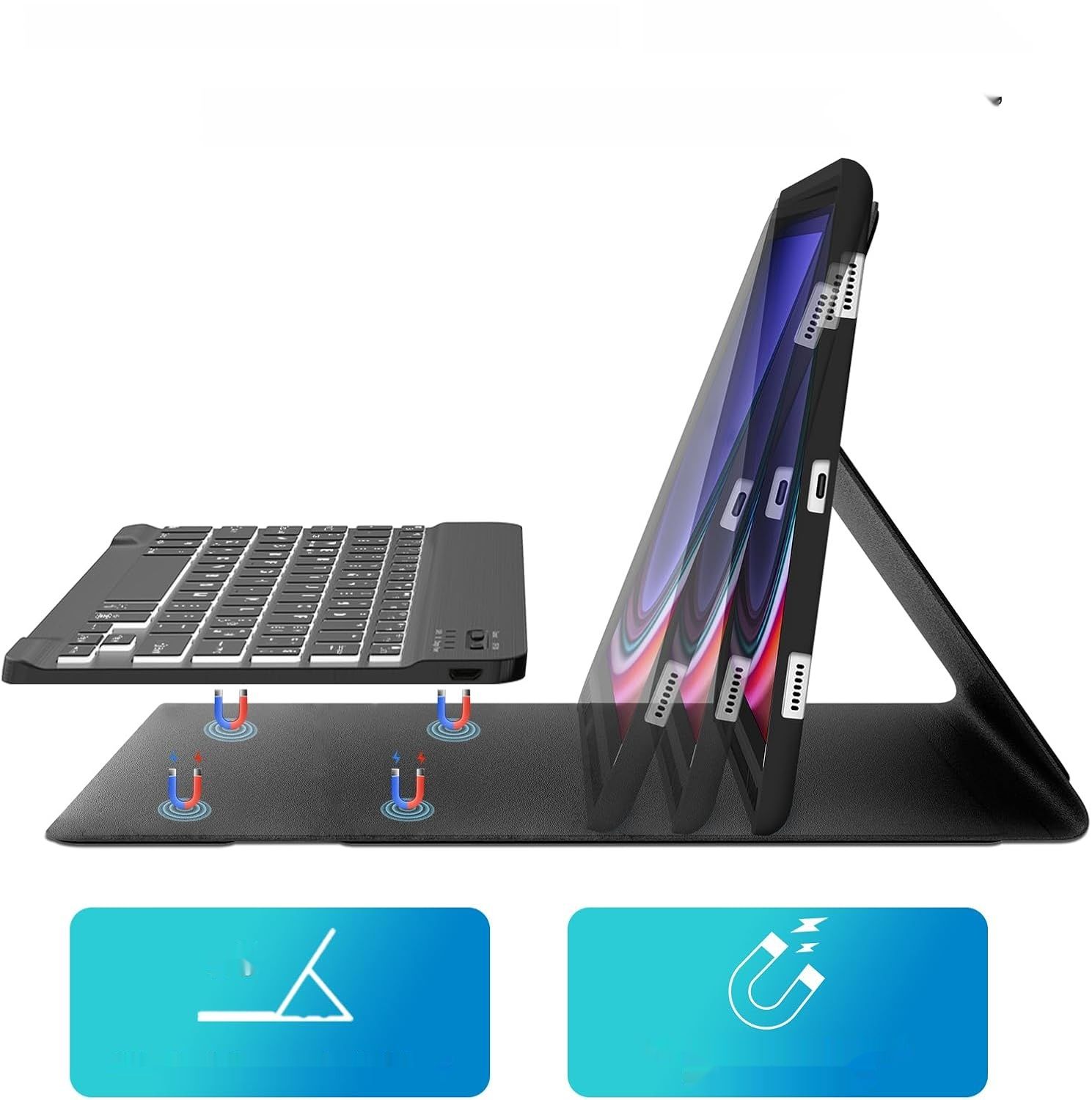 Etui FOGARI z klawiaturą Bluetooth dla Galaxy Tab S9 FE 10.9&quot;, czarne.