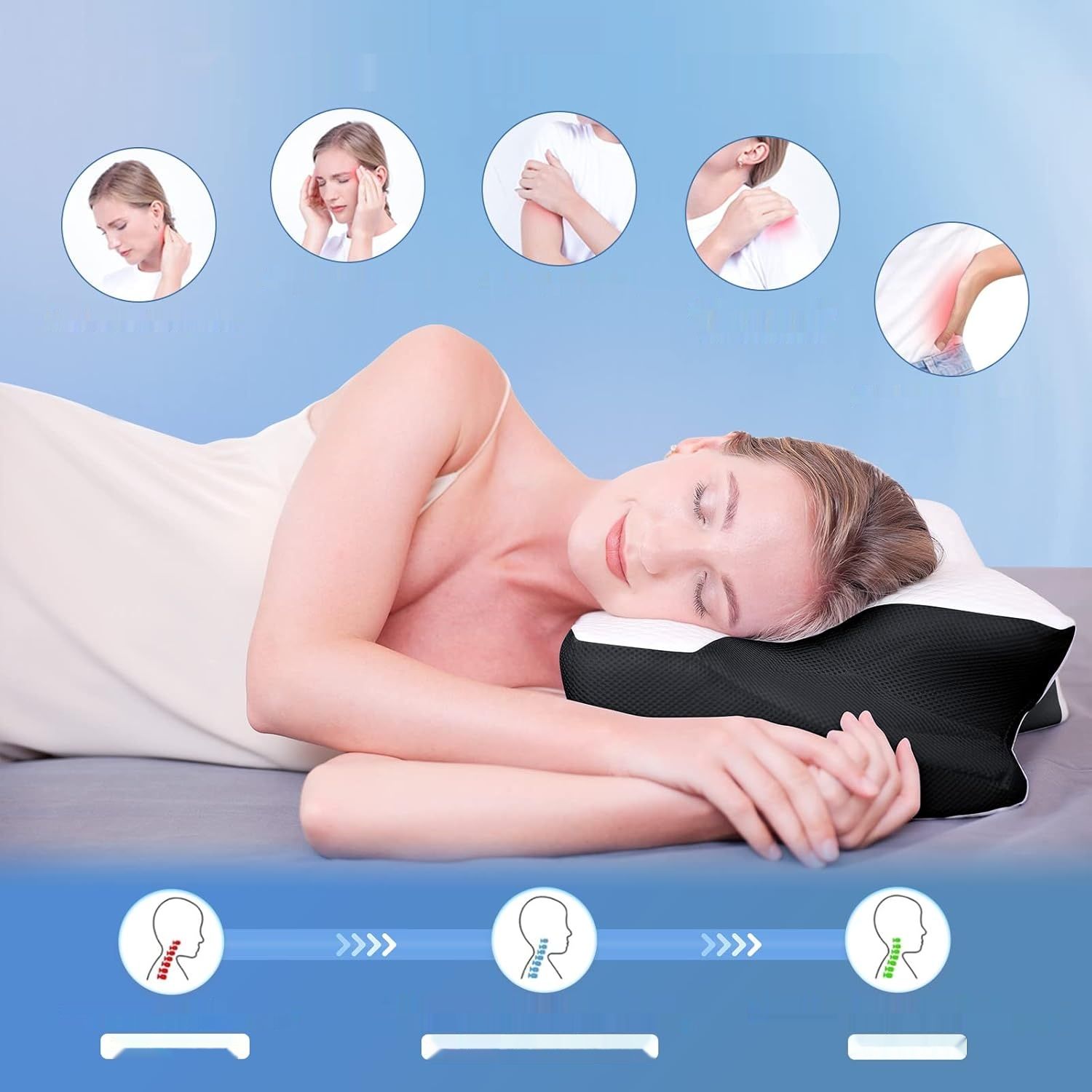 SAHEYER ergonomiczna poduszka na szyję, piankowa, ortopedyczna (czarna)