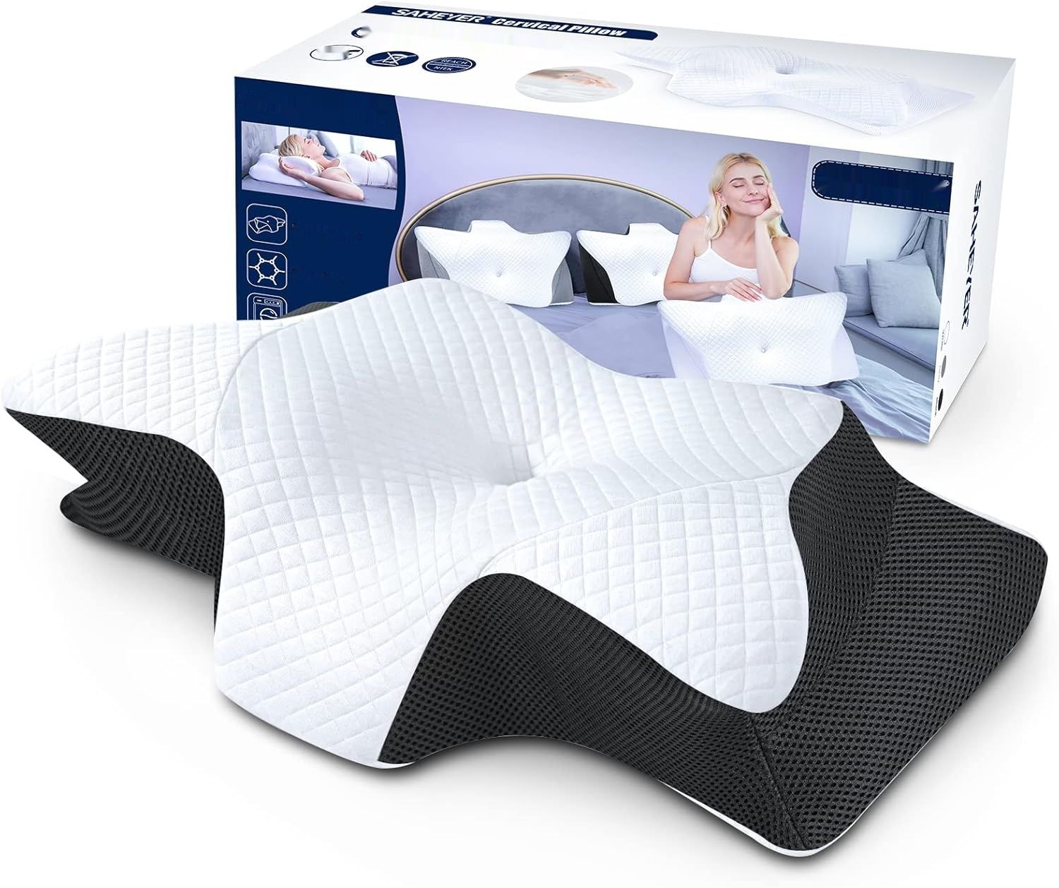 SAHEYER ergonomiczna poduszka na szyję, piankowa, ortopedyczna (czarna)