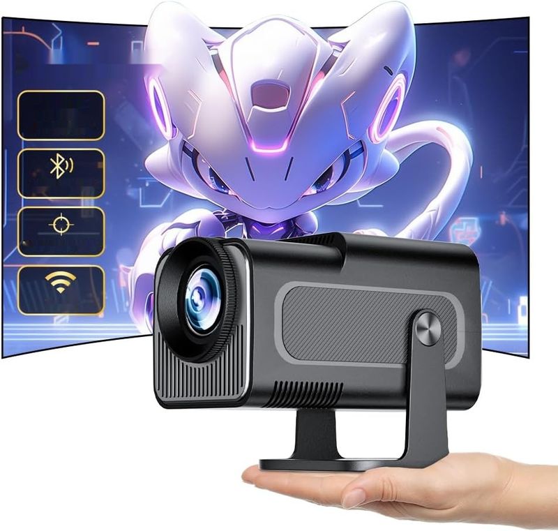 Mini projektor, Full HD 720p, Bluetooth 4K, autofokus, automatyczna korekcja.