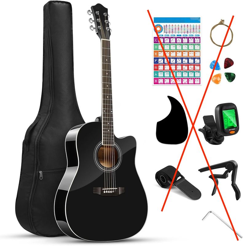 Zestaw Gitar Akustycznych Moukey 41-calowa 4/4, czarna