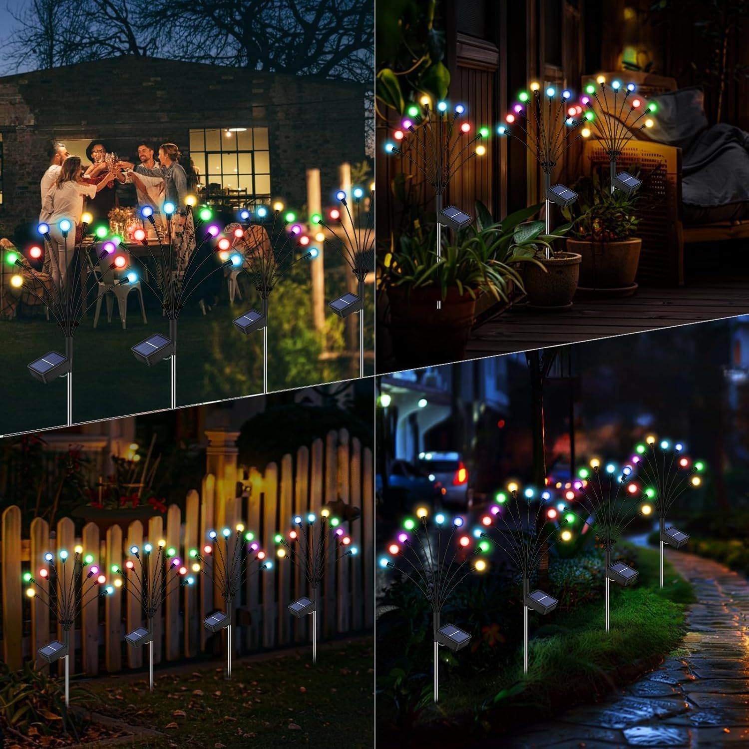 GCMacau Lampy Solarne Zewnętrzne, 40 LED, IP65, Wielokolorowe (3 Sztuki)