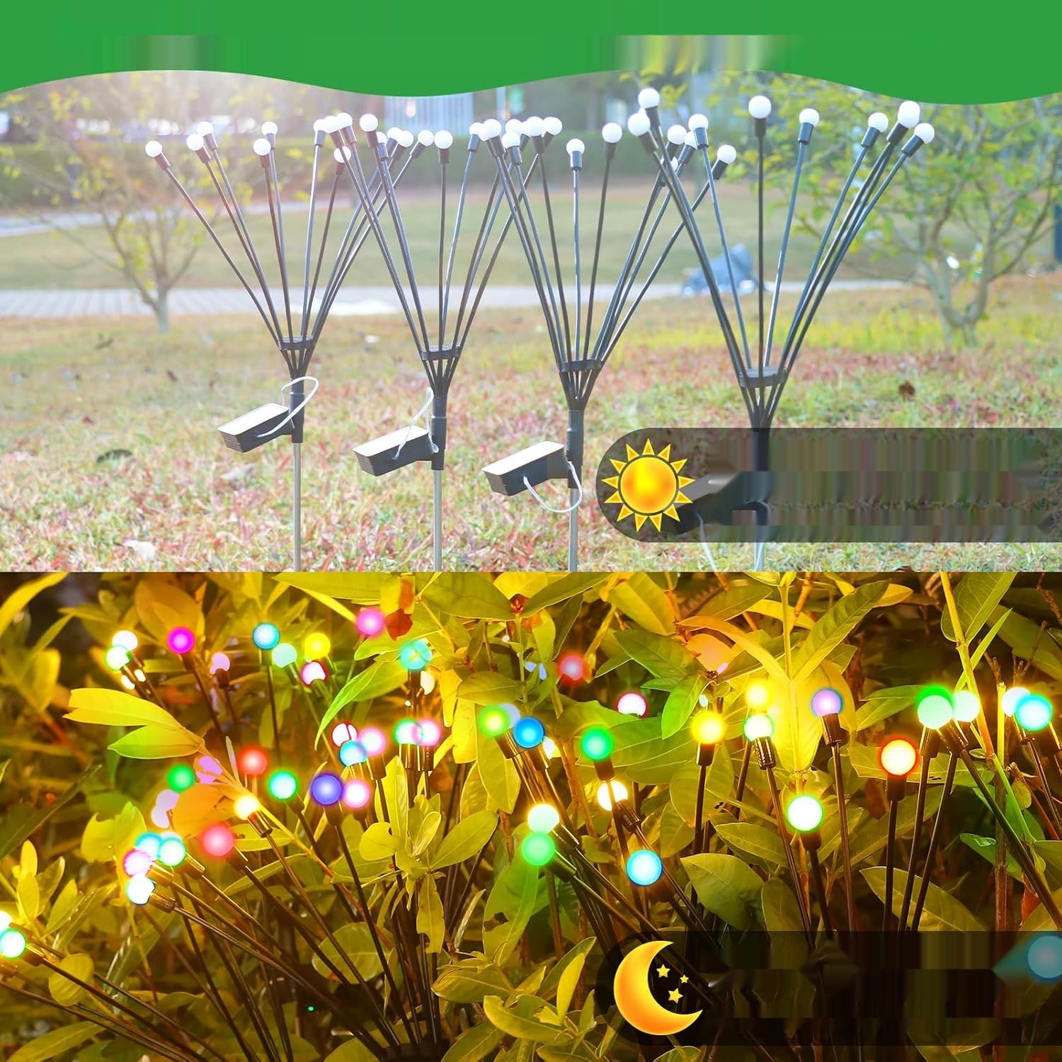 GCMacau Lampy Solarne Zewnętrzne, 40 LED, IP65, Wielokolorowe (3 Sztuki)