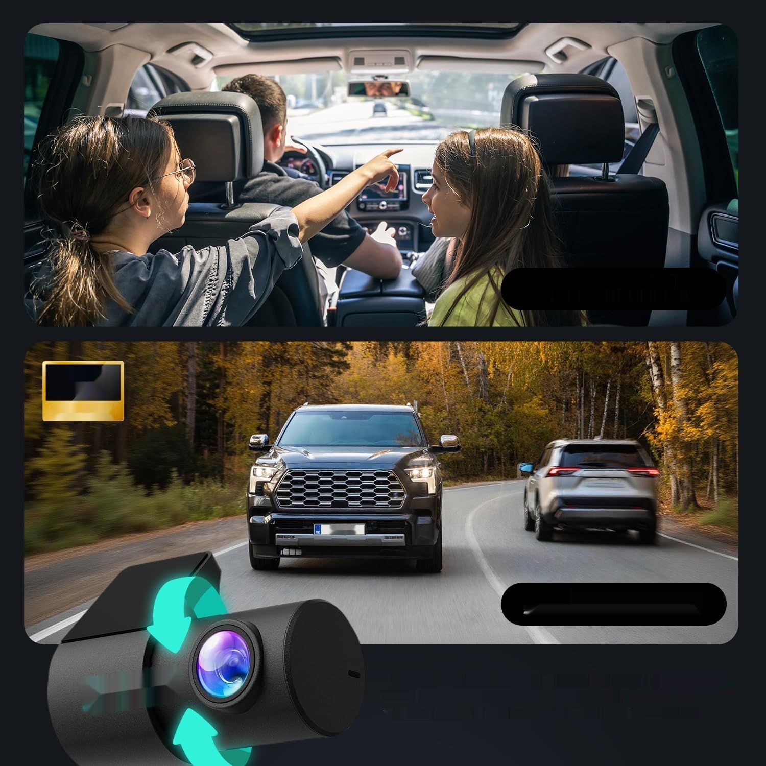 BOTSLAB Kamera Samochodowa Przednia Tylna 4K Dash Cam GPS z WiFi