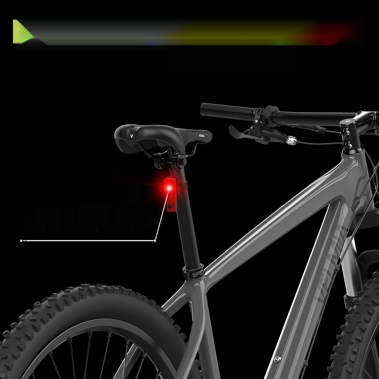 VELMIA Tylne Światło Rowerowe z Wskaźnikiem Hamowania, Zasilanie USB