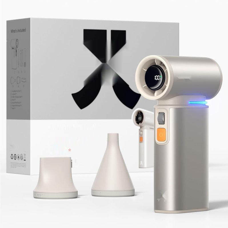 JISULIFE Mini wentylator 2 w 1 z funkcją Air-Duster, brązowy