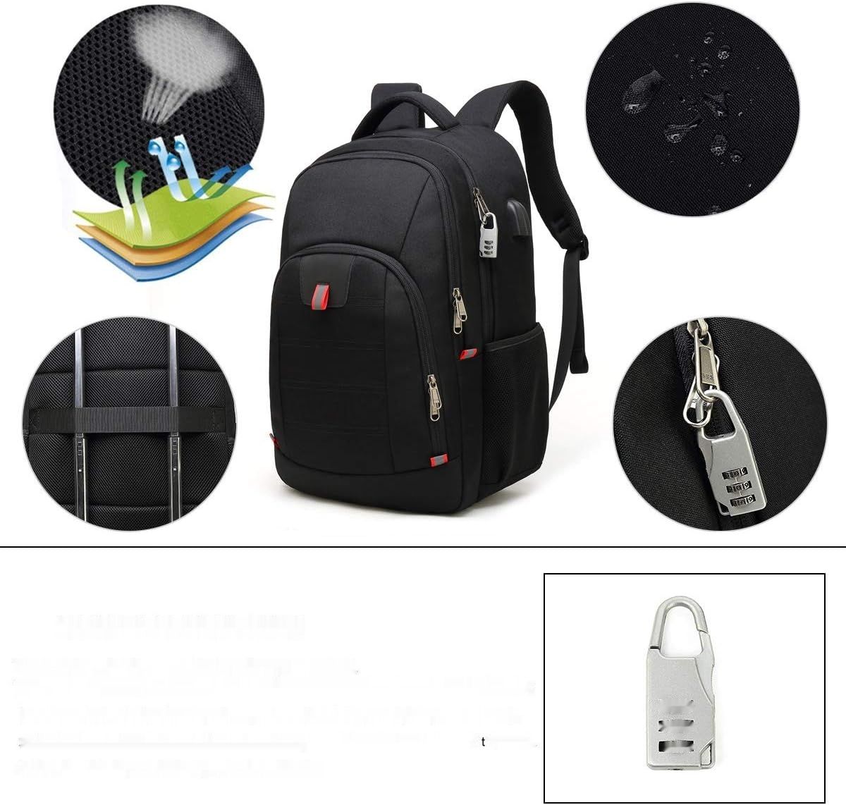 Plecak Della Gao z portem USB do pracy, szkoły i podróży, wodoodporny.
