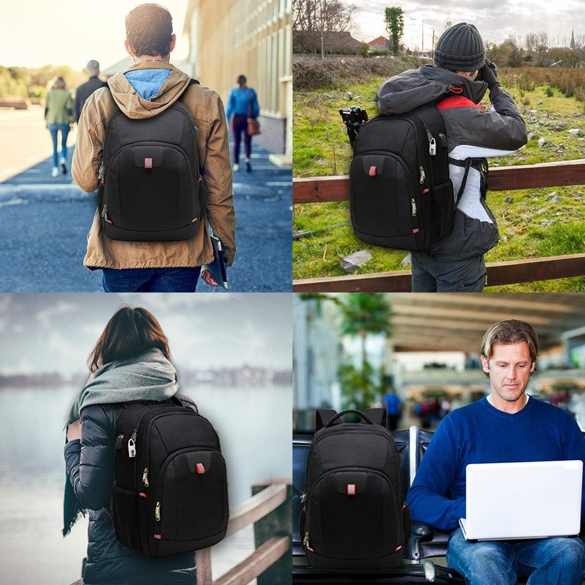 Plecak Della Gao z portem USB do pracy, szkoły i podróży, wodoodporny.