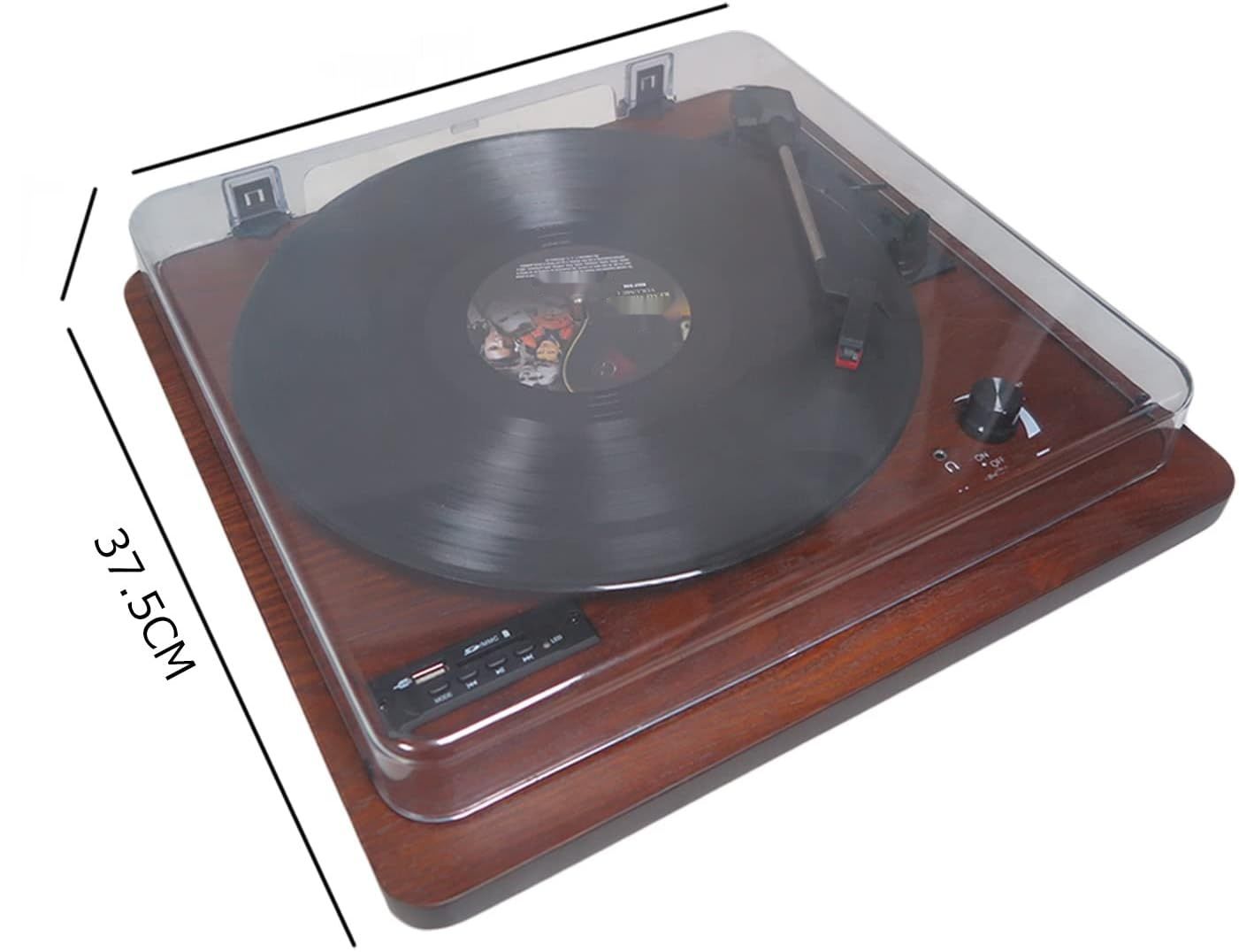 DLITIME Gramofon Bluetooth, Vintage Gramofon Trzy Prędkości, Radio FM