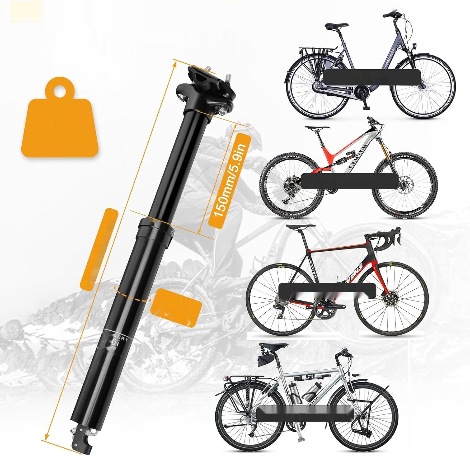 Aluminiowa sztyca rowerowa z regulowanym kątem zacisku i amortyzatorem