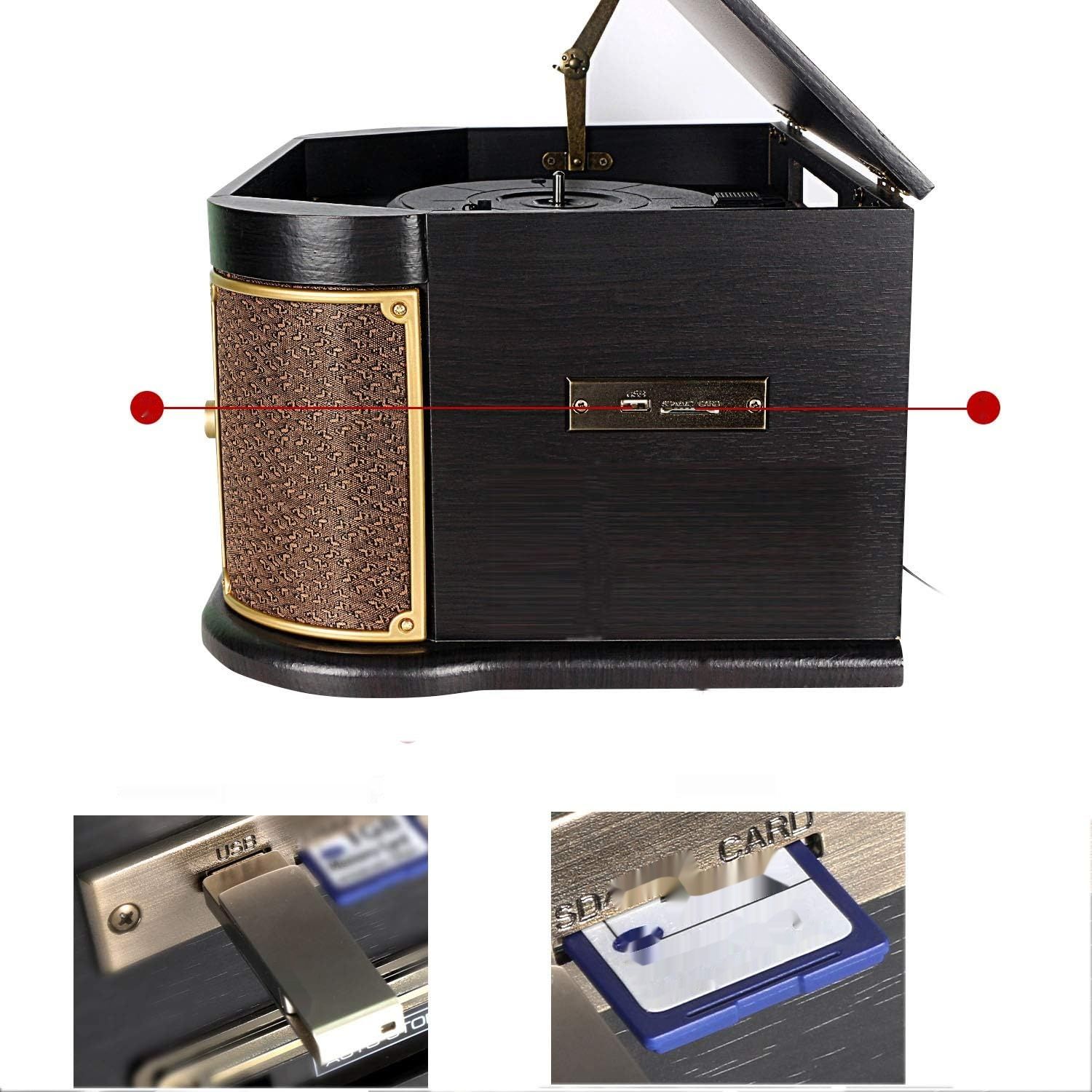 DLITIME Gramofon z głośnikami i Bluetooth, Retro System Stereo