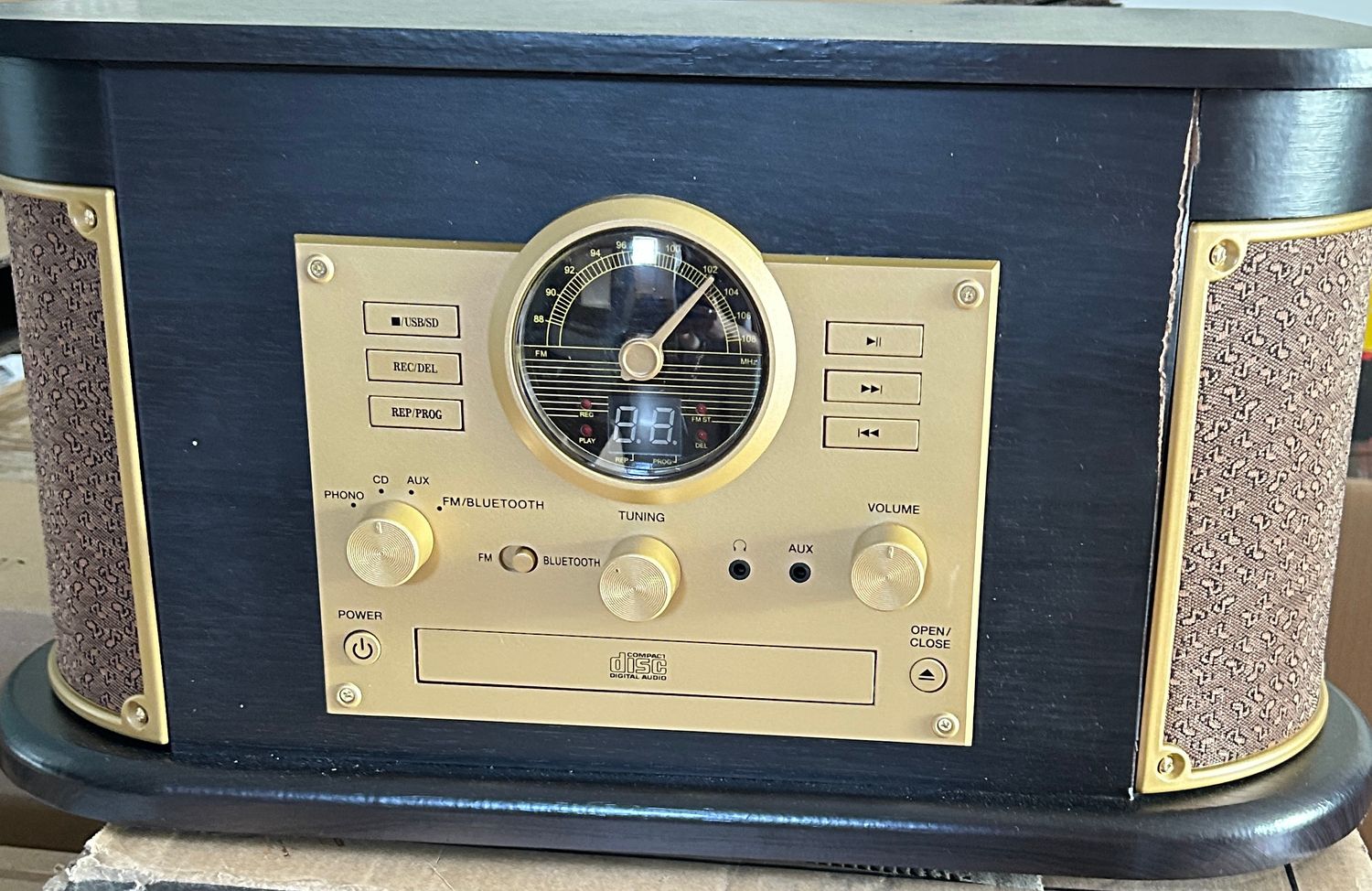 DLITIME Gramofon z głośnikami i Bluetooth, Retro System Stereo