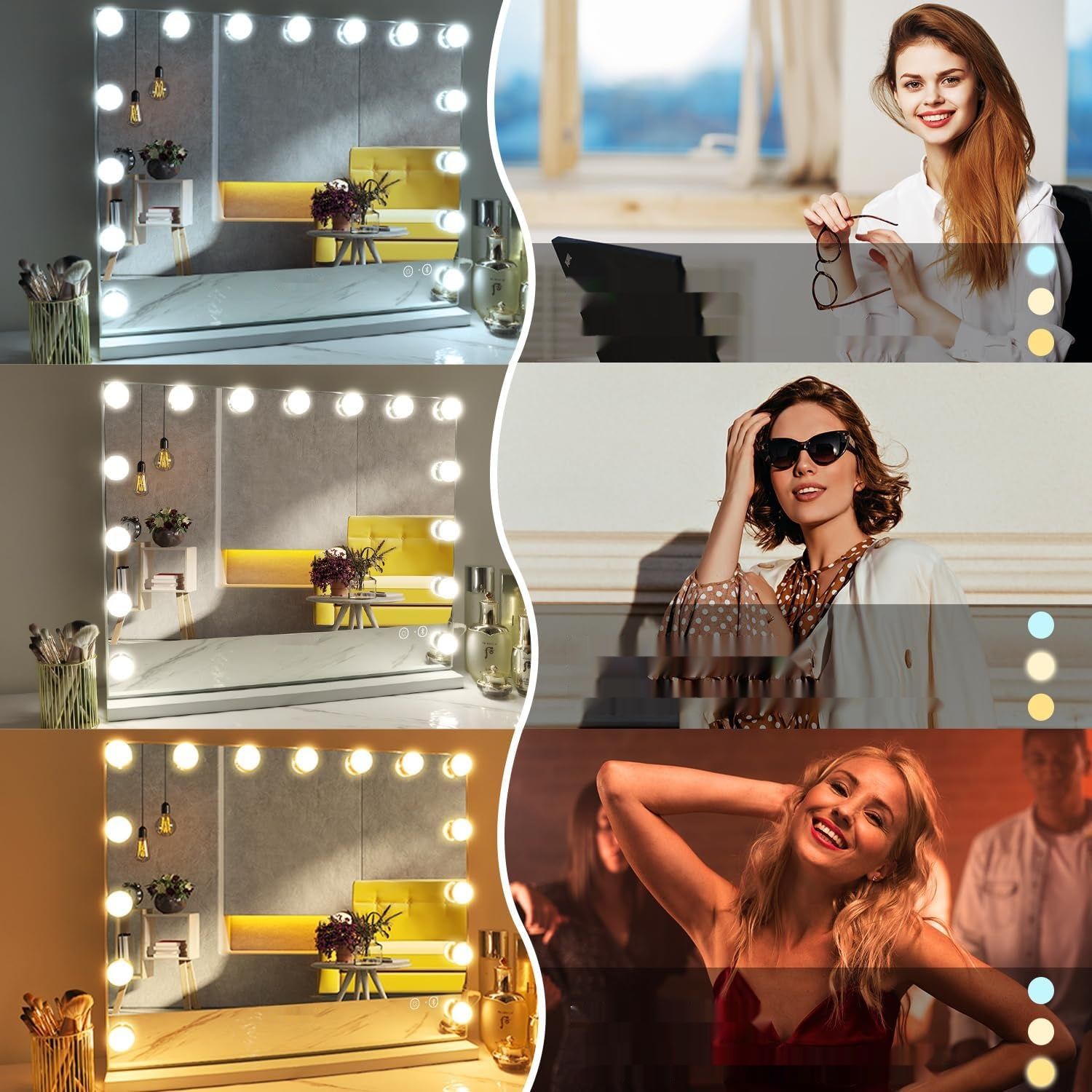 FENCHILIN Hollywood lustro z głośnikiem, USB, lusterko do makijażu