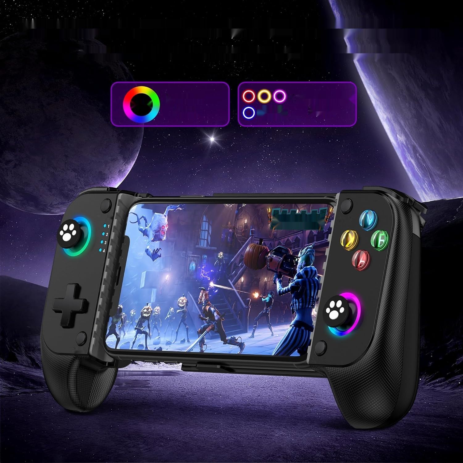 HASACOOL Mobilny Gamepad Mobilny, Bezprzewodowy Joystick RGB
