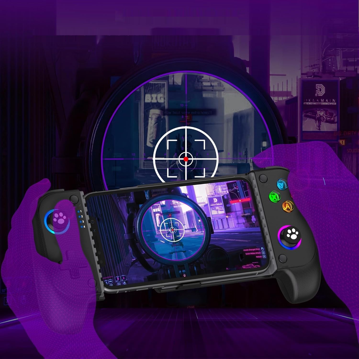 HASACOOL Mobilny Gamepad Mobilny, Bezprzewodowy Joystick RGB