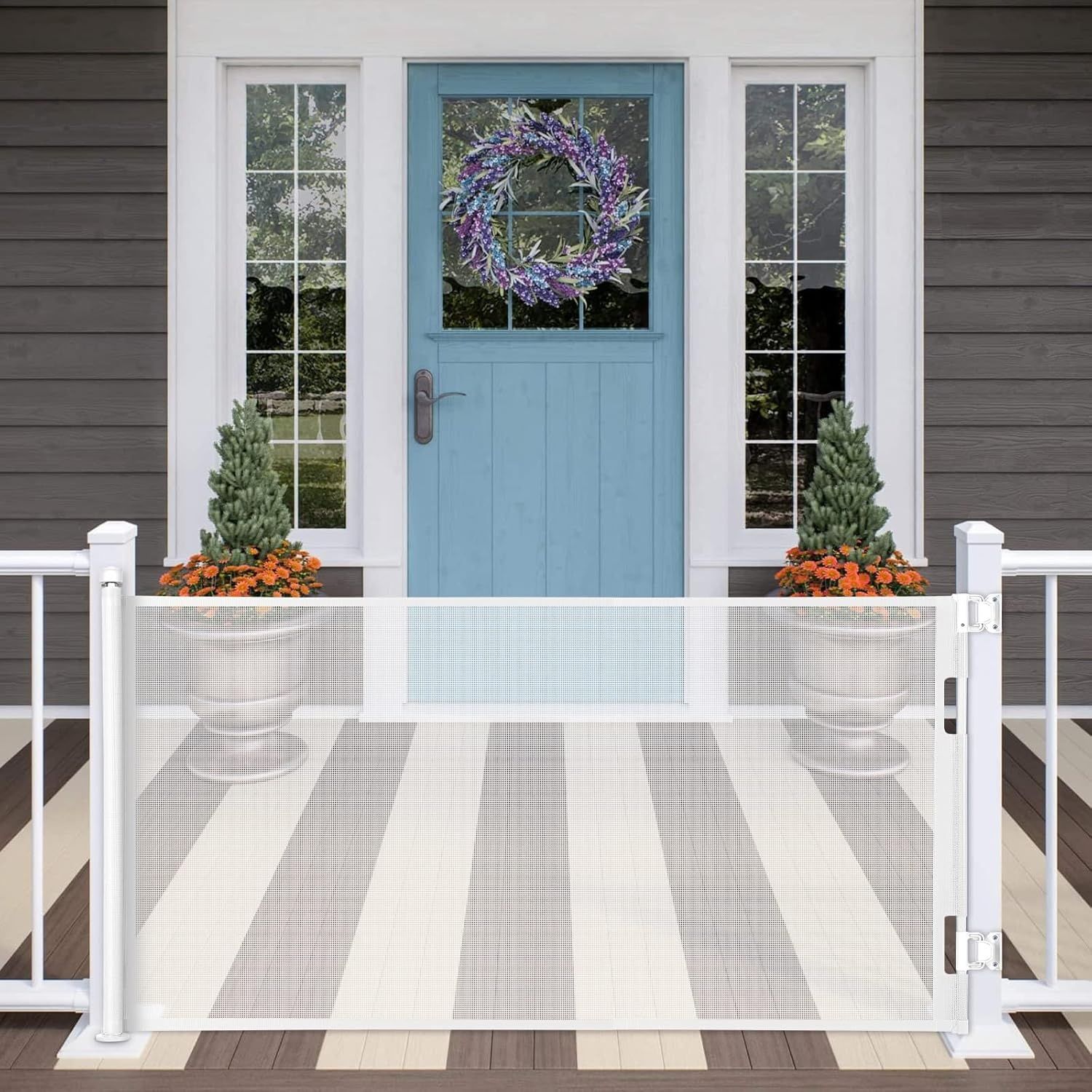 MYPIN Rozsuwana Barierka Schodowa dla Dzieci i Zwierząt Domowych