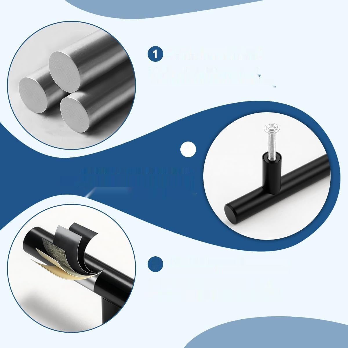 Uchwyty Drenky, czarne, zestaw 10 uchwytów, 64 mm, 100 mm długość