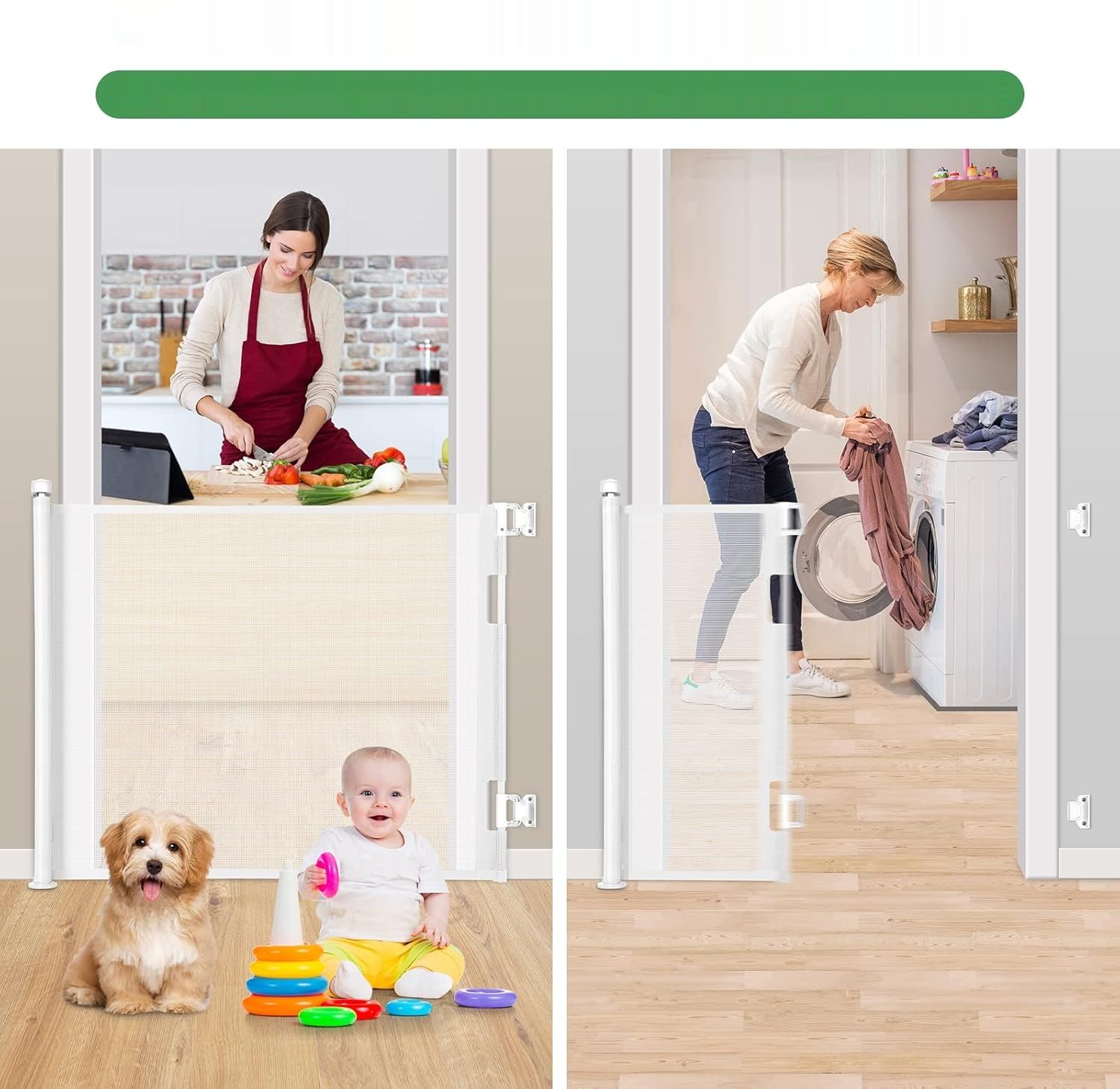 MYPIN Rozsuwana Barierka Schodowa dla Dzieci i Zwierząt Domowych