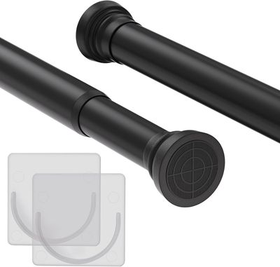 GOOWIN karnisz 80-127 cm, metalowy drążek napinający (czarny)