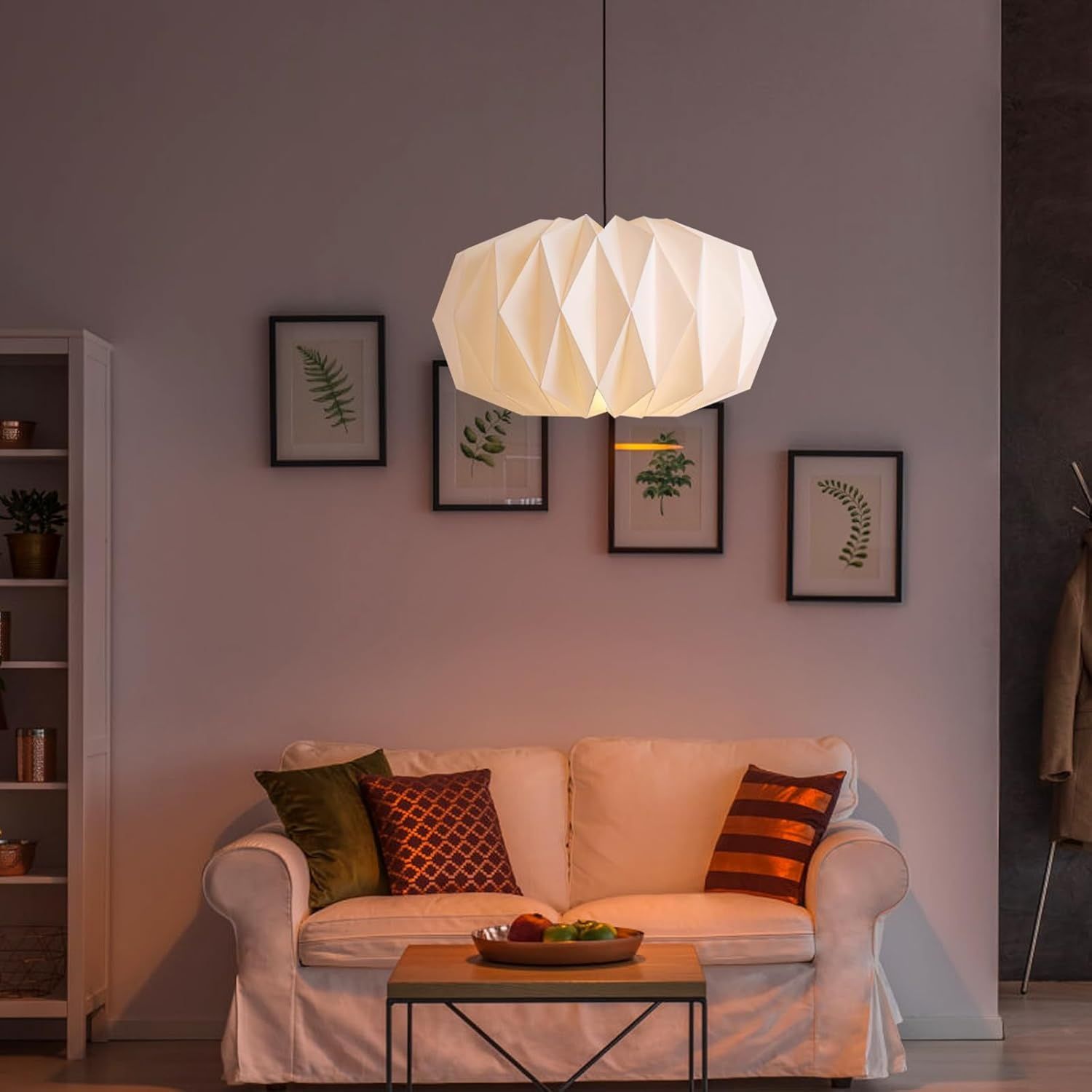 Origami Designerska Lampa Wisząca (Biała)