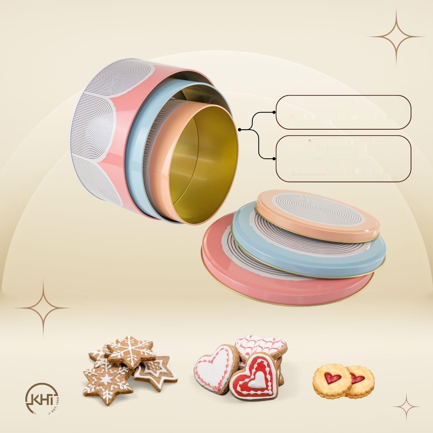 KHI GERMANY Zestaw 3 pojemników Tin Tins (Boho)