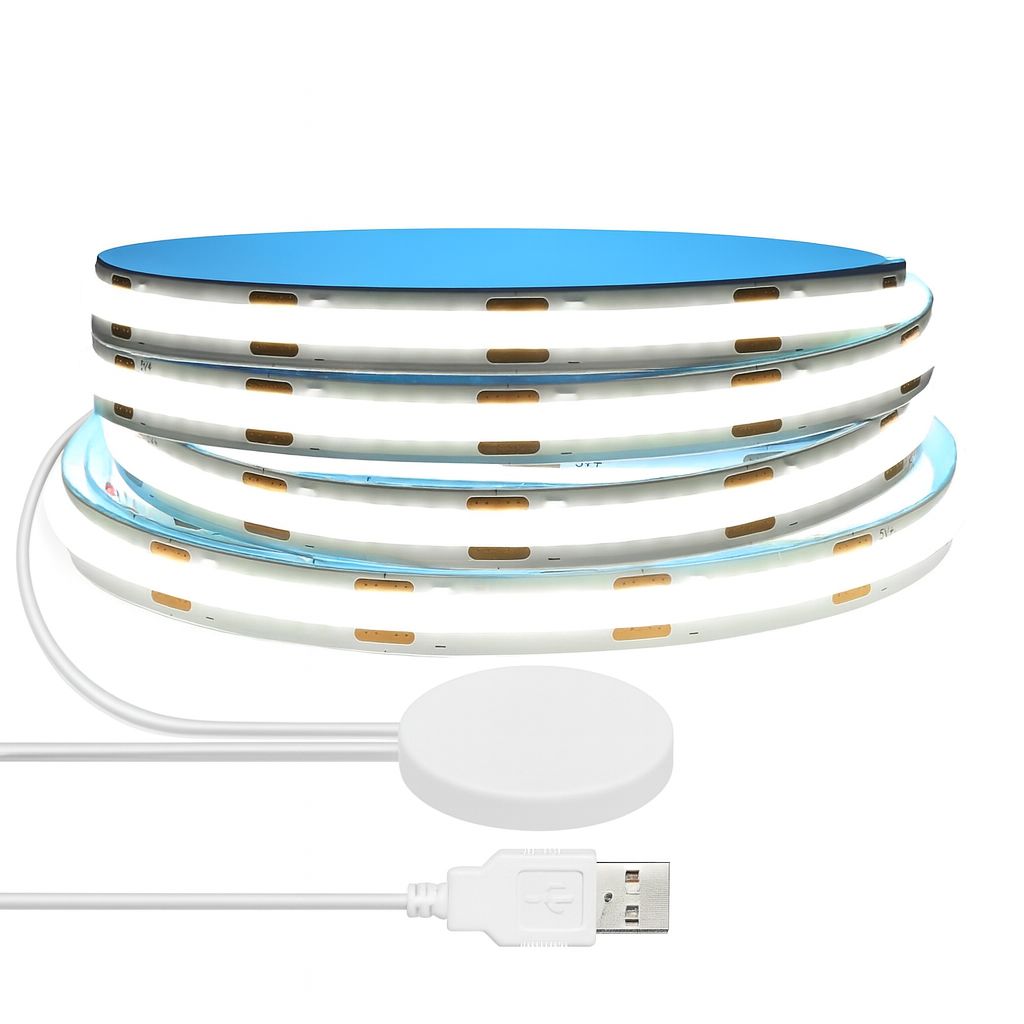 CHNMALITAI 5 V USB COB LED Strip, 1 m Biały Regulowany COB LED Pasek świetlny