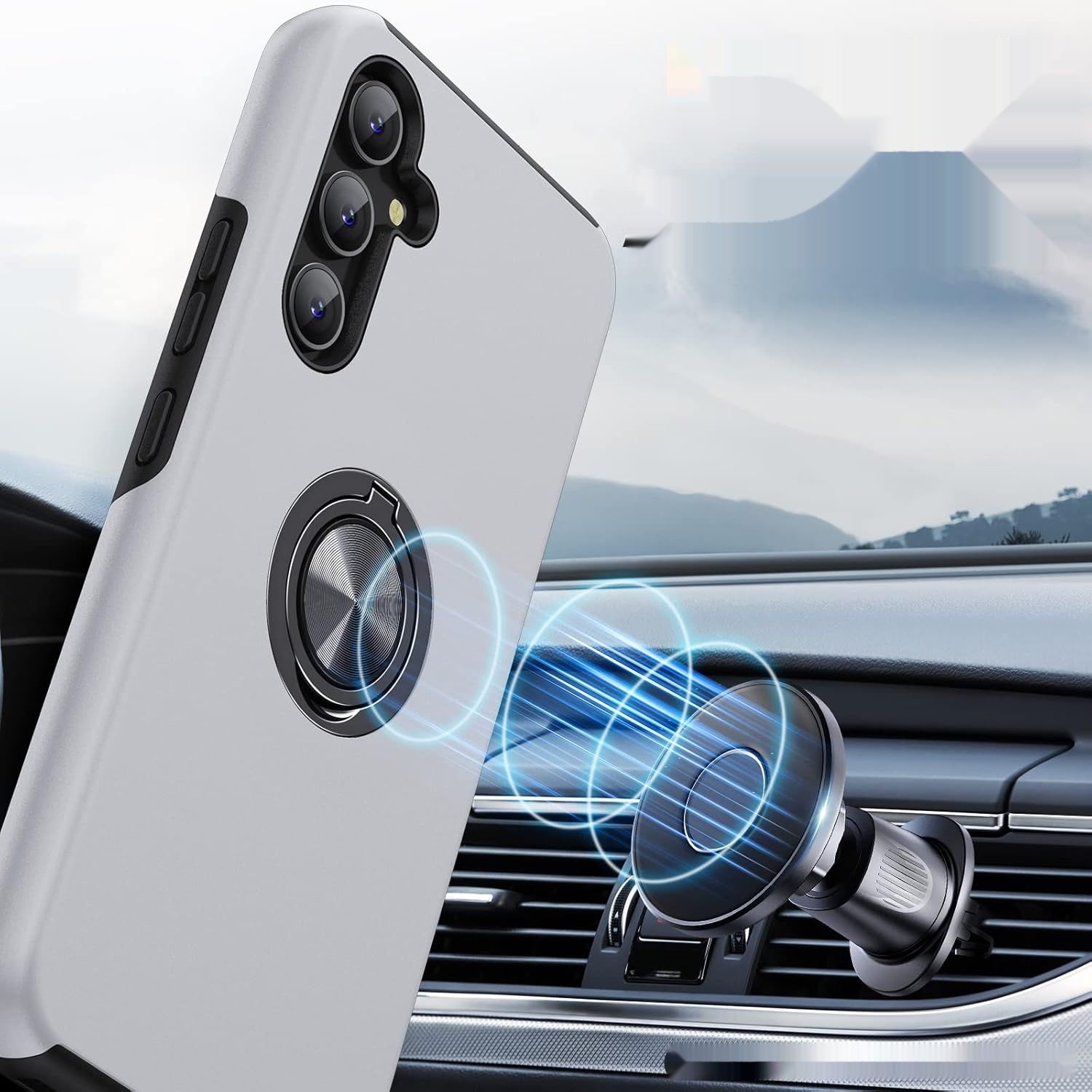 AOUIA Etui pour Samsung A34 5G z 2 foliami, magnetyczne wsparcie 360°