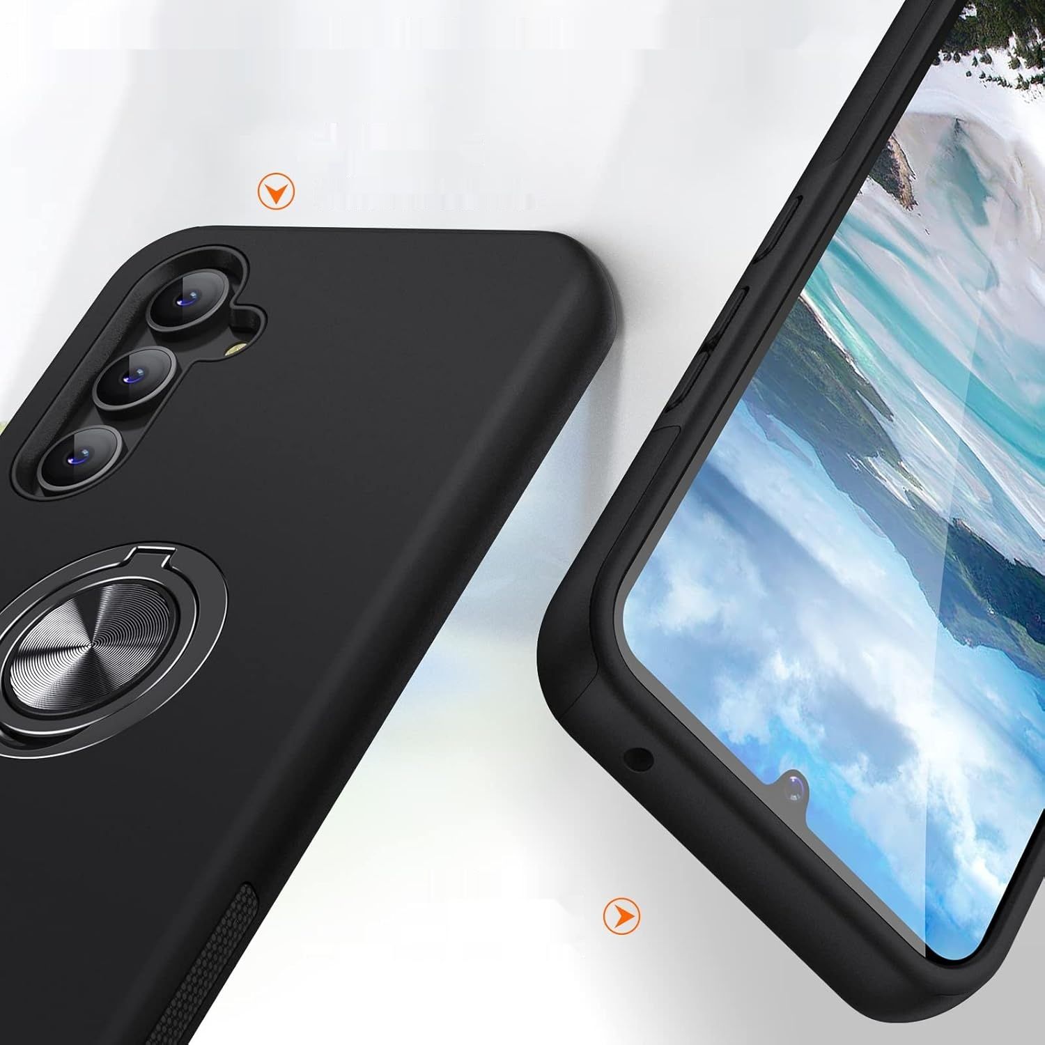 Etui AOUIA do Galaxy A34 5G z 2 szkłami ochronnymi, czarne.