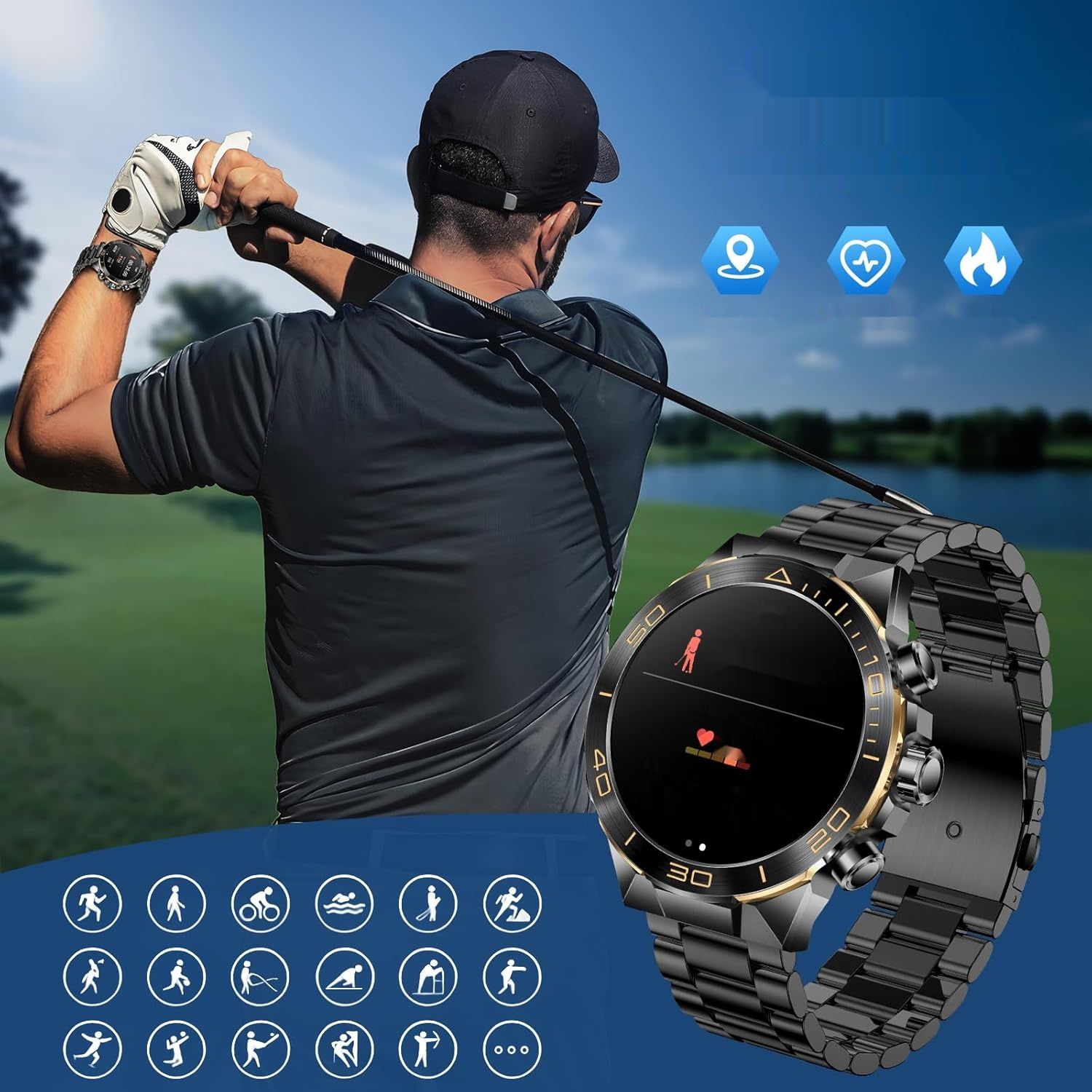 MiracDan Smartwatch Bluetooth 5.2, 1.43&#39;&#39; AMOLED Zegarek Sportowy