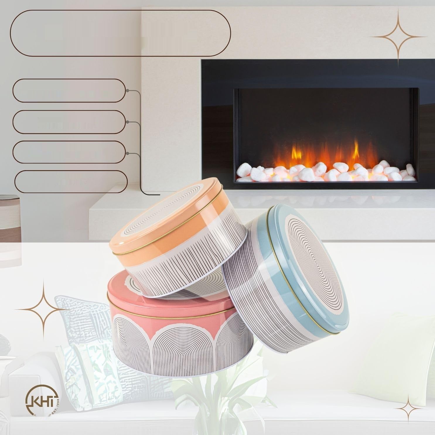 KHI GERMANY Zestaw 3 pojemników Tin Tins (Boho)