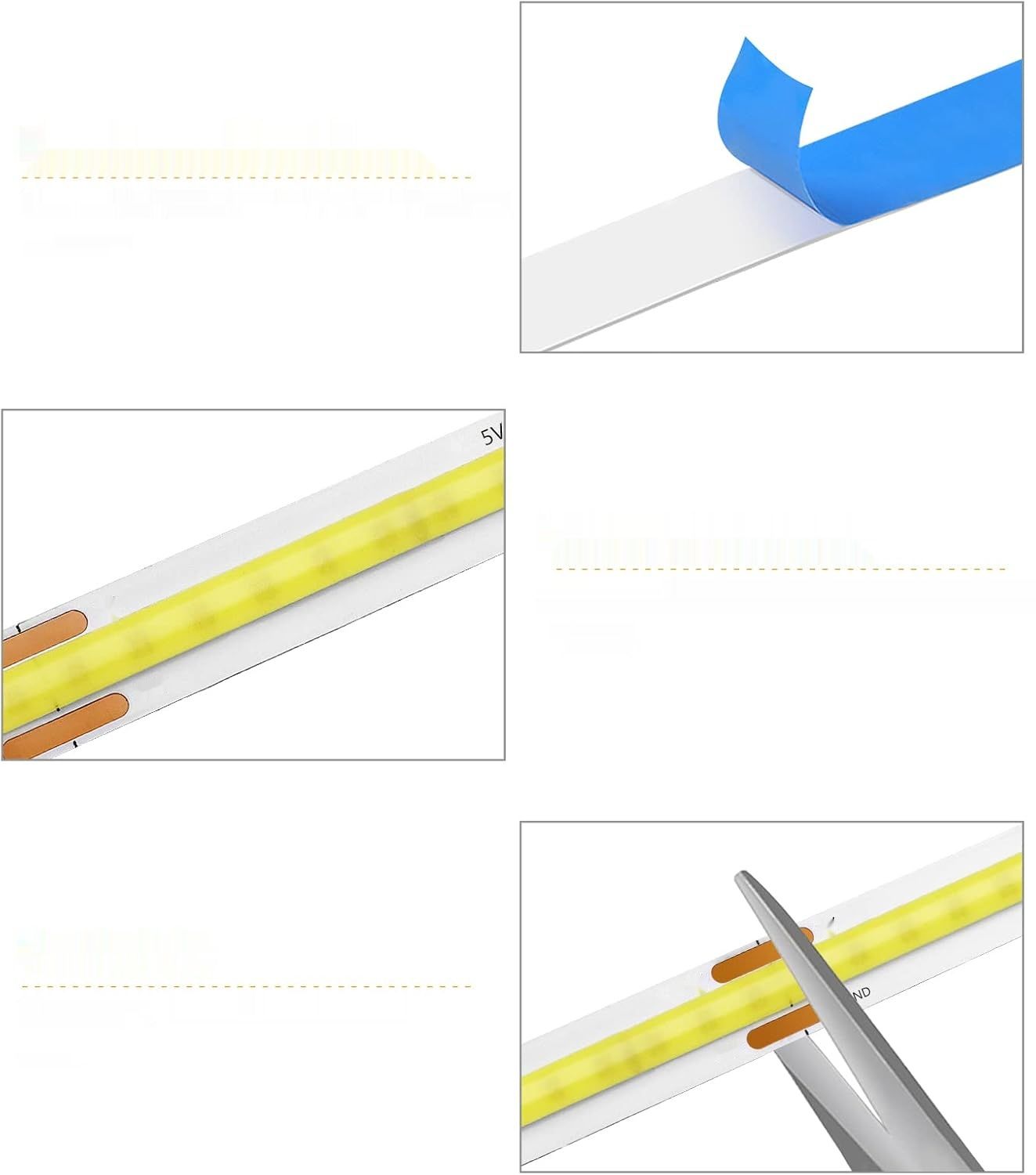 CHNMALITAI 5 V USB COB LED Strip, 1 m Biały Regulowany COB LED Pasek świetlny