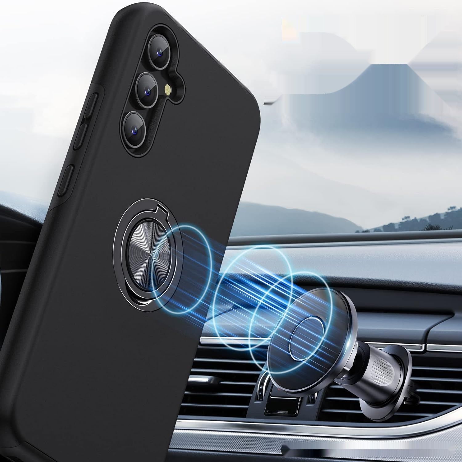 Etui AOUIA do Galaxy A34 5G z 2 szkłami ochronnymi, czarne.