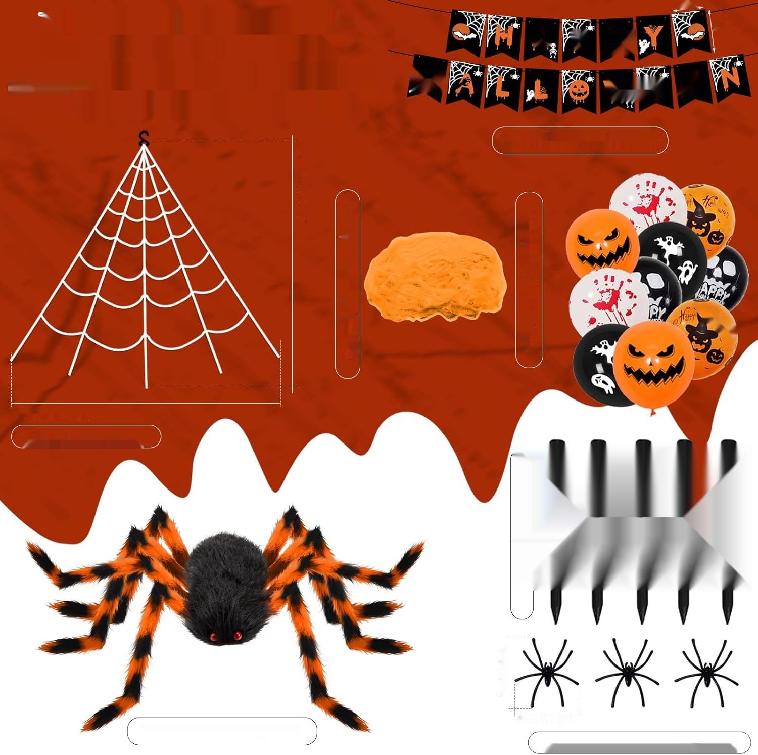 AMLOOPH Dekoracja Halloweenowa na Zewnątrz Ogrodu, Straszna Sieć Pająka