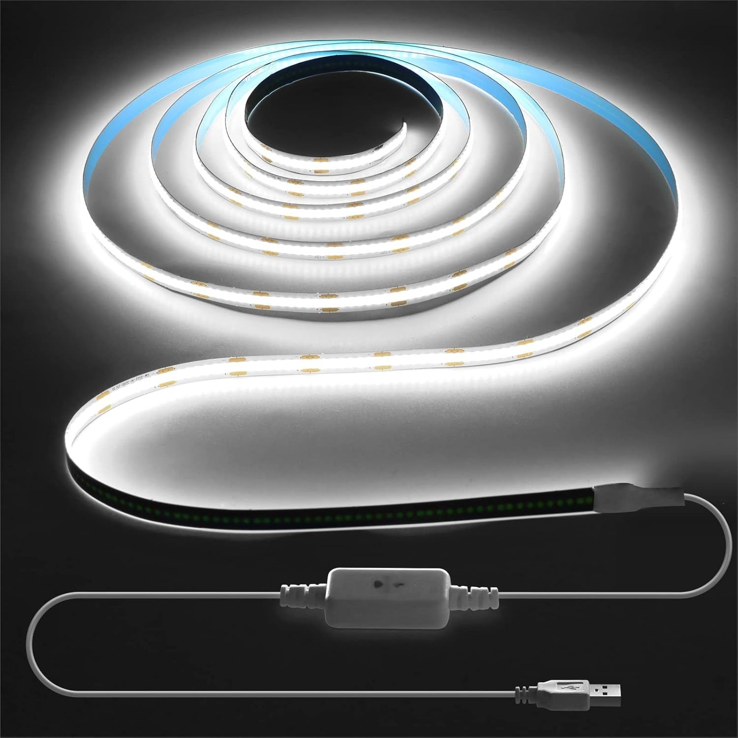 Taśma LED COB LED 1 m, 5 V USB, ściemniana taśma COB LED z przełącznikiem