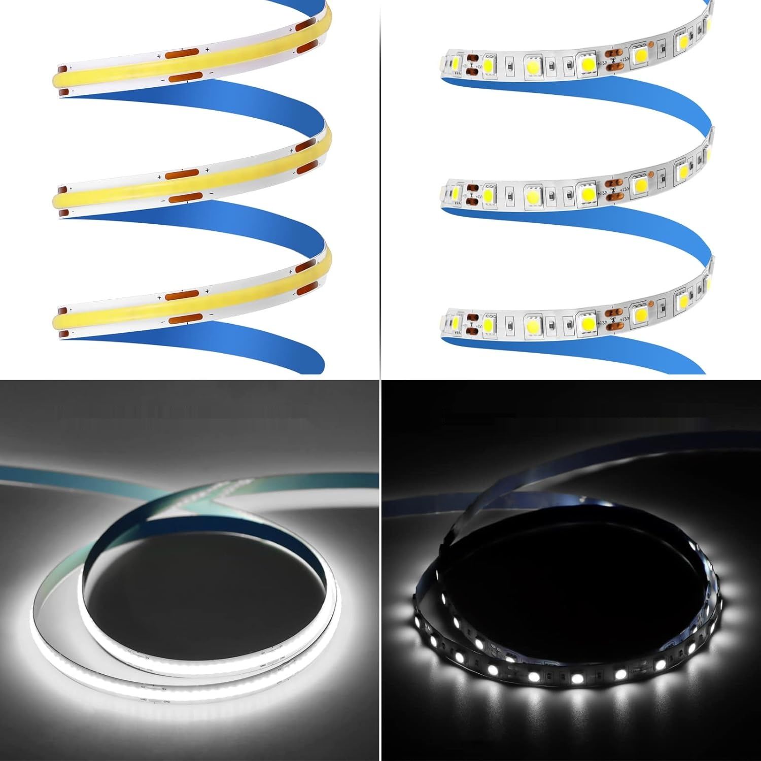Taśma LED COB LED 1 m, 5 V USB, ściemniana taśma COB LED z przełącznikiem
