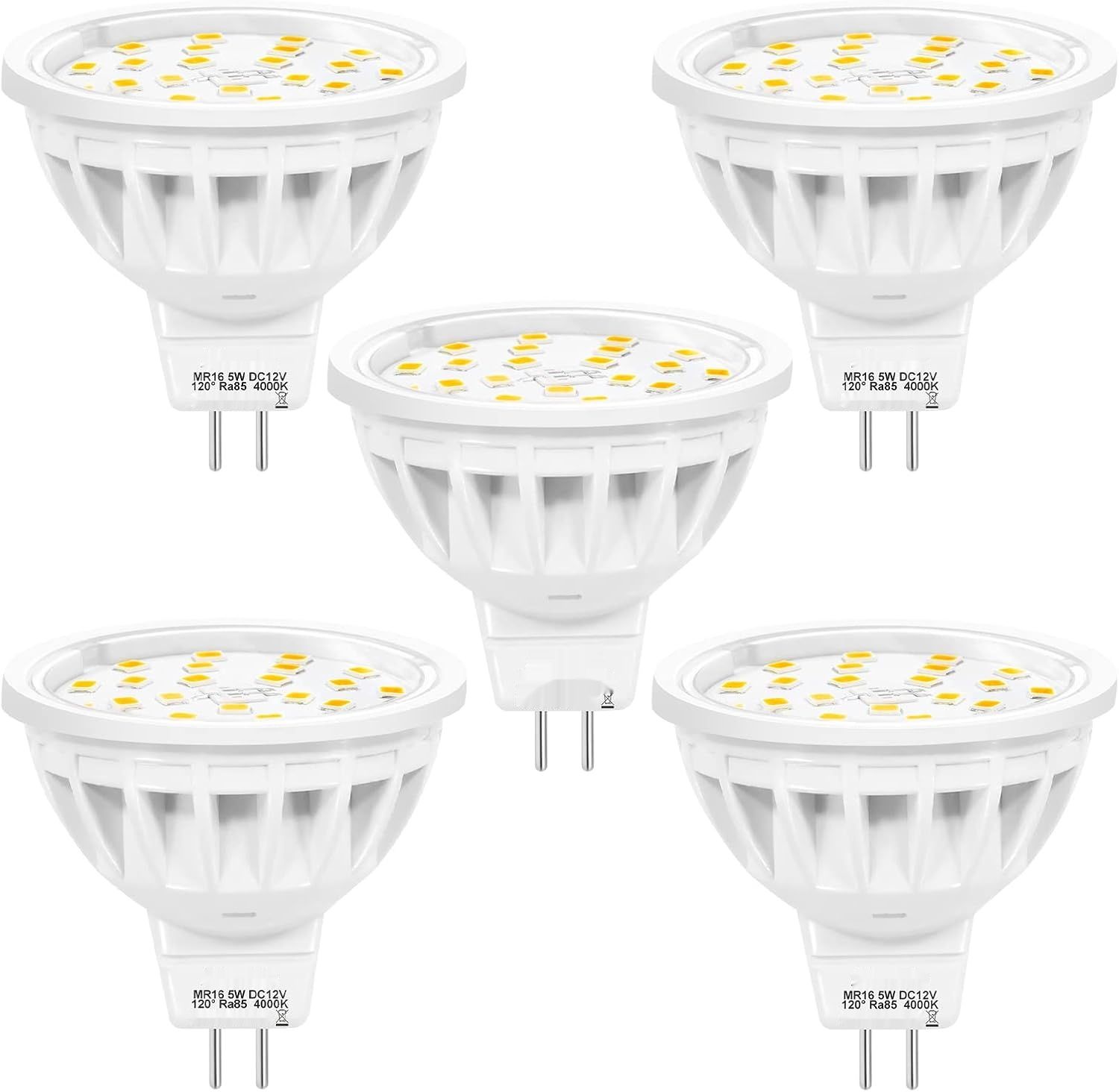 Aiwode 5W MR16 LED GU5.3 Żarówki punktowe, Naturalna biel 4000K