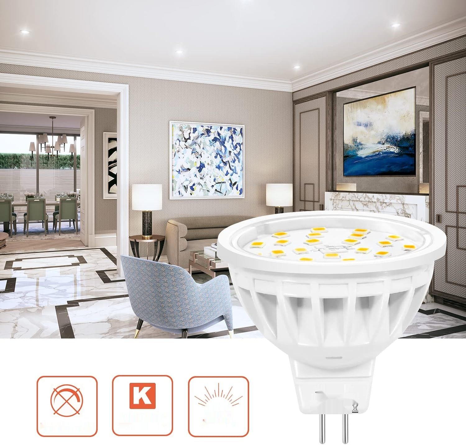 Aiwode 5W MR16 LED GU5.3 Żarówki punktowe, Naturalna biel 4000K