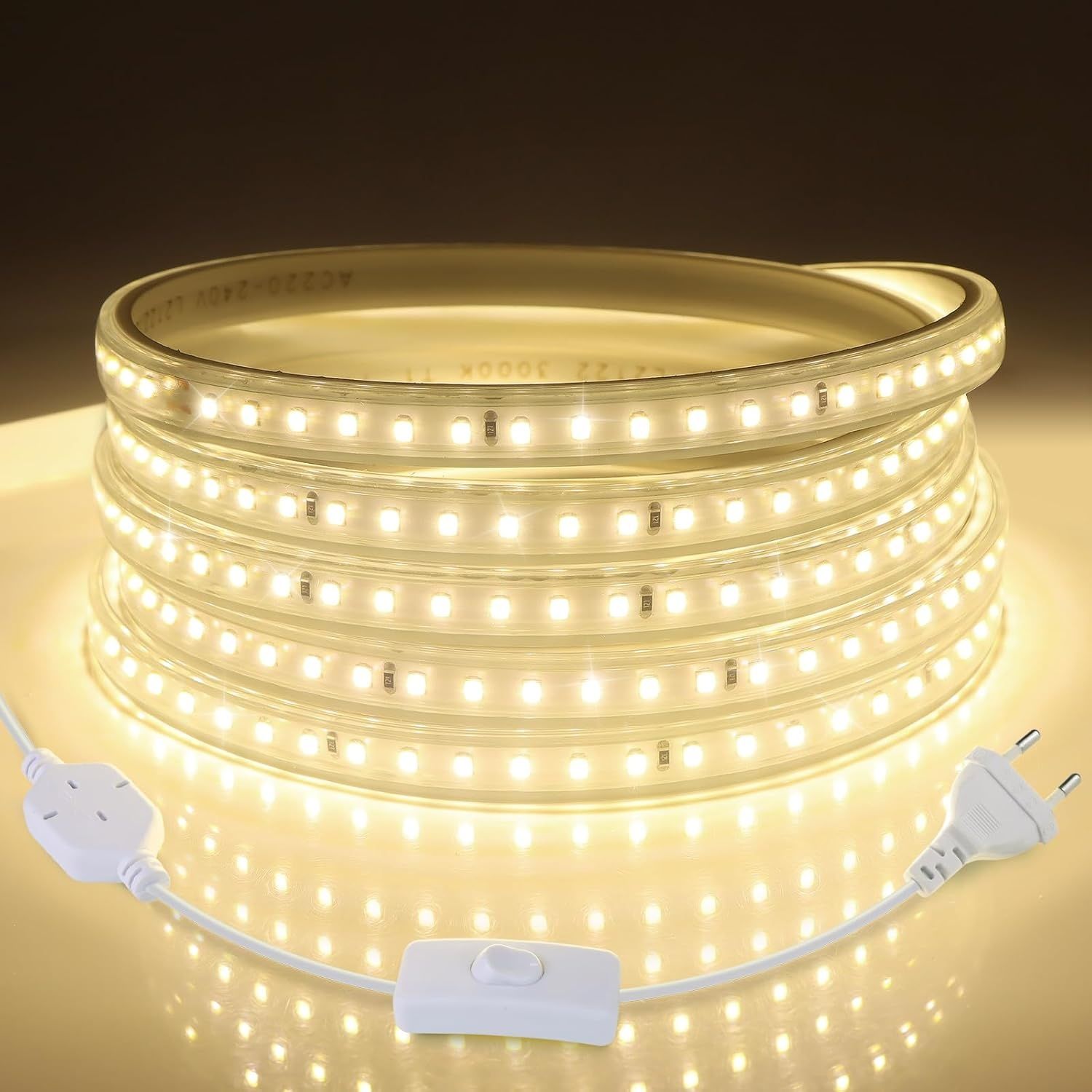 CHNMALITAI 220 V 230 V Taśma LED 5 m, 3000 K SMD2835 120LEDs/m