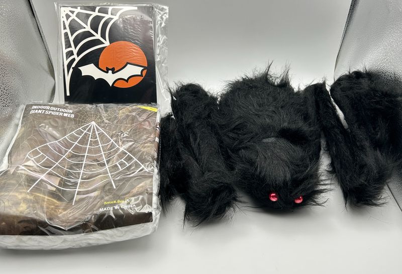 AMLOOPH Halloween Dekoracja Ogrodowa na Zewnątrz Straszna Sieć Pajęcza