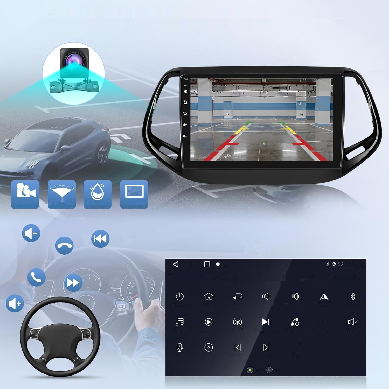 NHOPEEW Radio Samochodowe do Jeep Compass 2017-2021 z Carplay i Android Auto