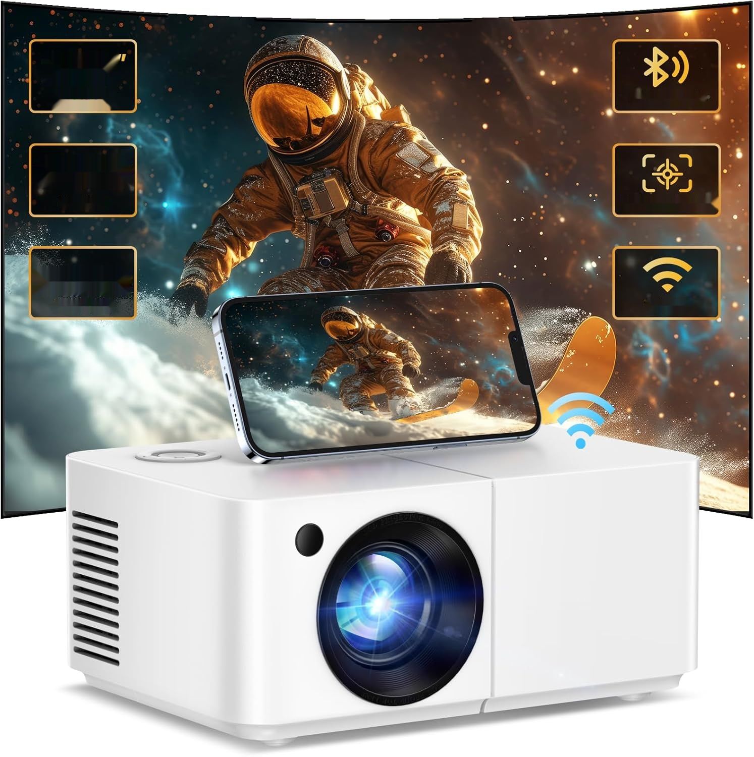 Mini projektor Full HD 1080P z 5G WiFi Bluetooth 400 ANSI.